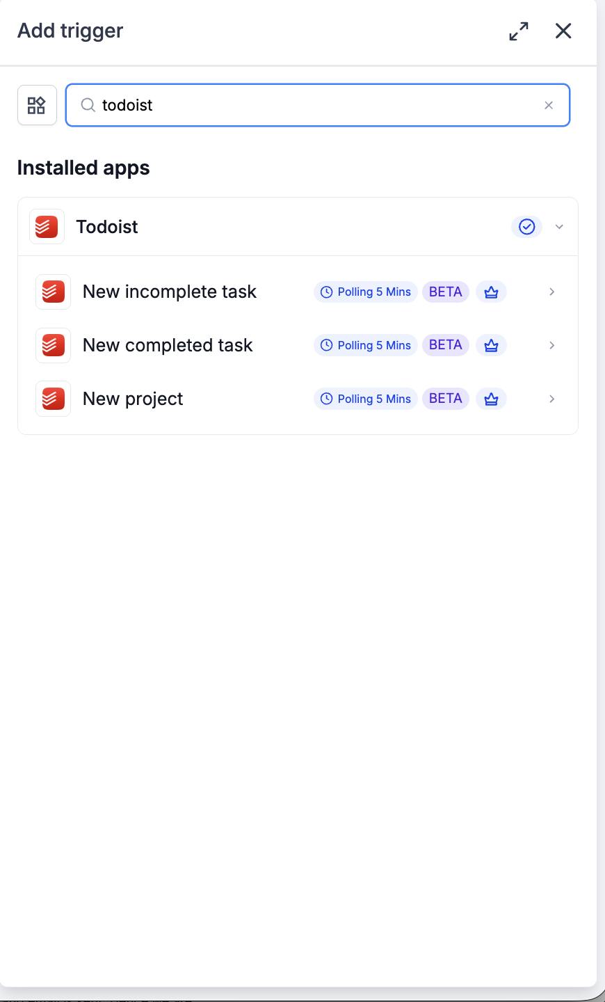Todoist: Workflow actions & triggers – Screenshot 1