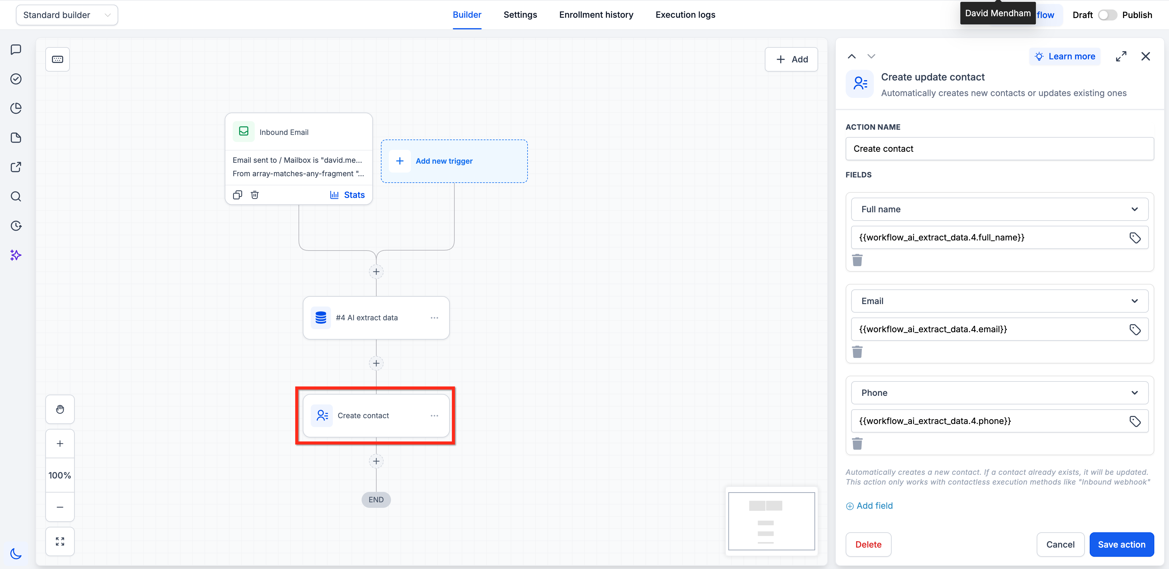Workflow Actions – AI Extract Data – Step 6: Add Downstream Actions