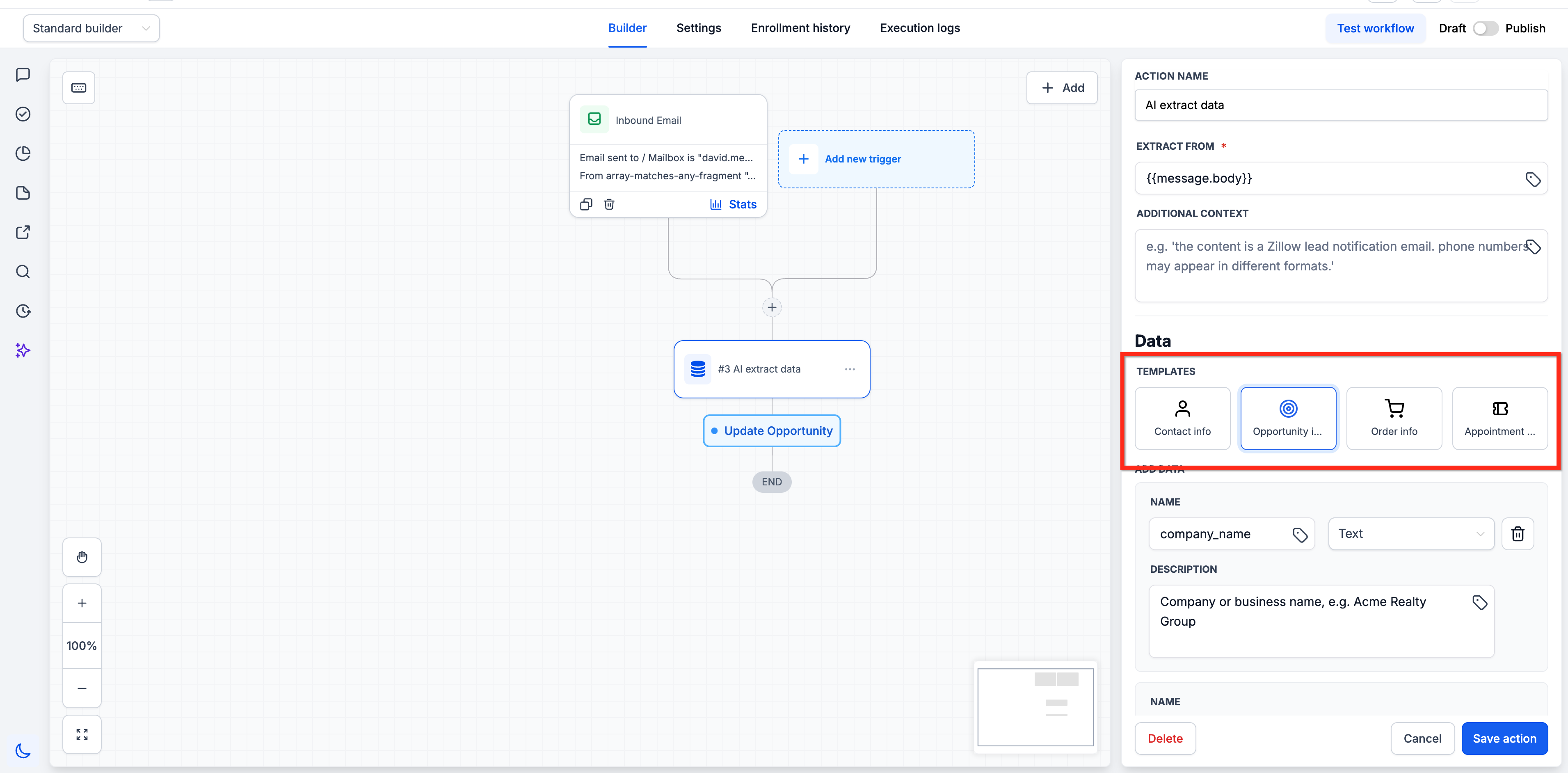 Workflow Actions – AI Extract Data – Templates