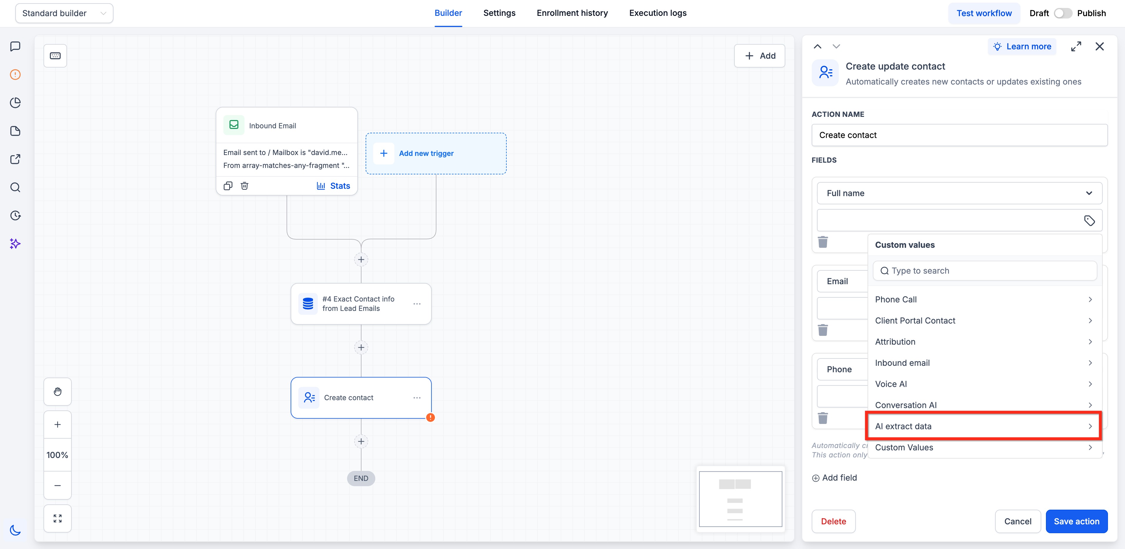 Workflow Actions – AI Extract Data – Using Extracted Data in Downstream Actions