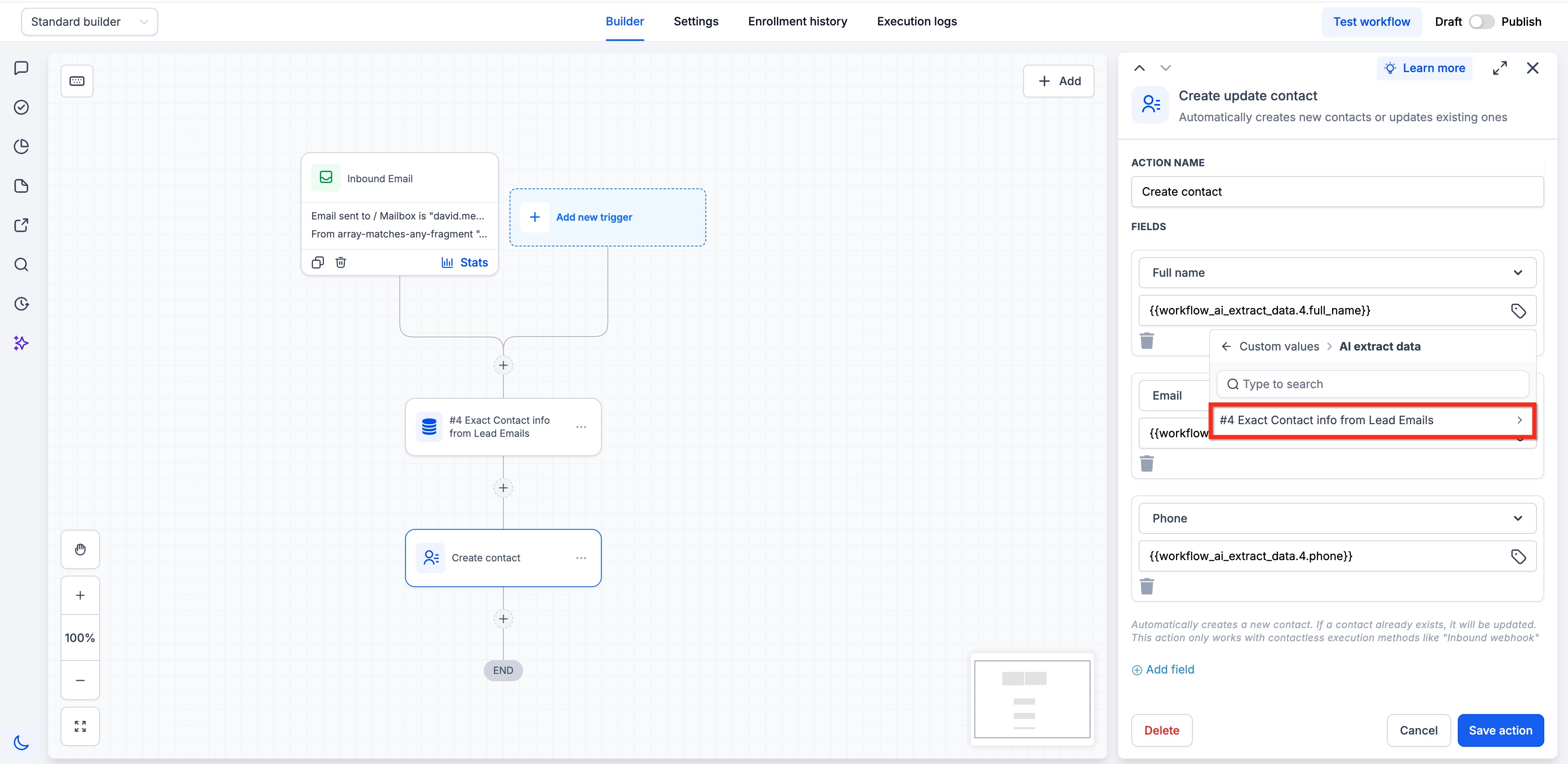 Workflow Actions – AI Extract Data – Using Extracted Data in Downstream Actions