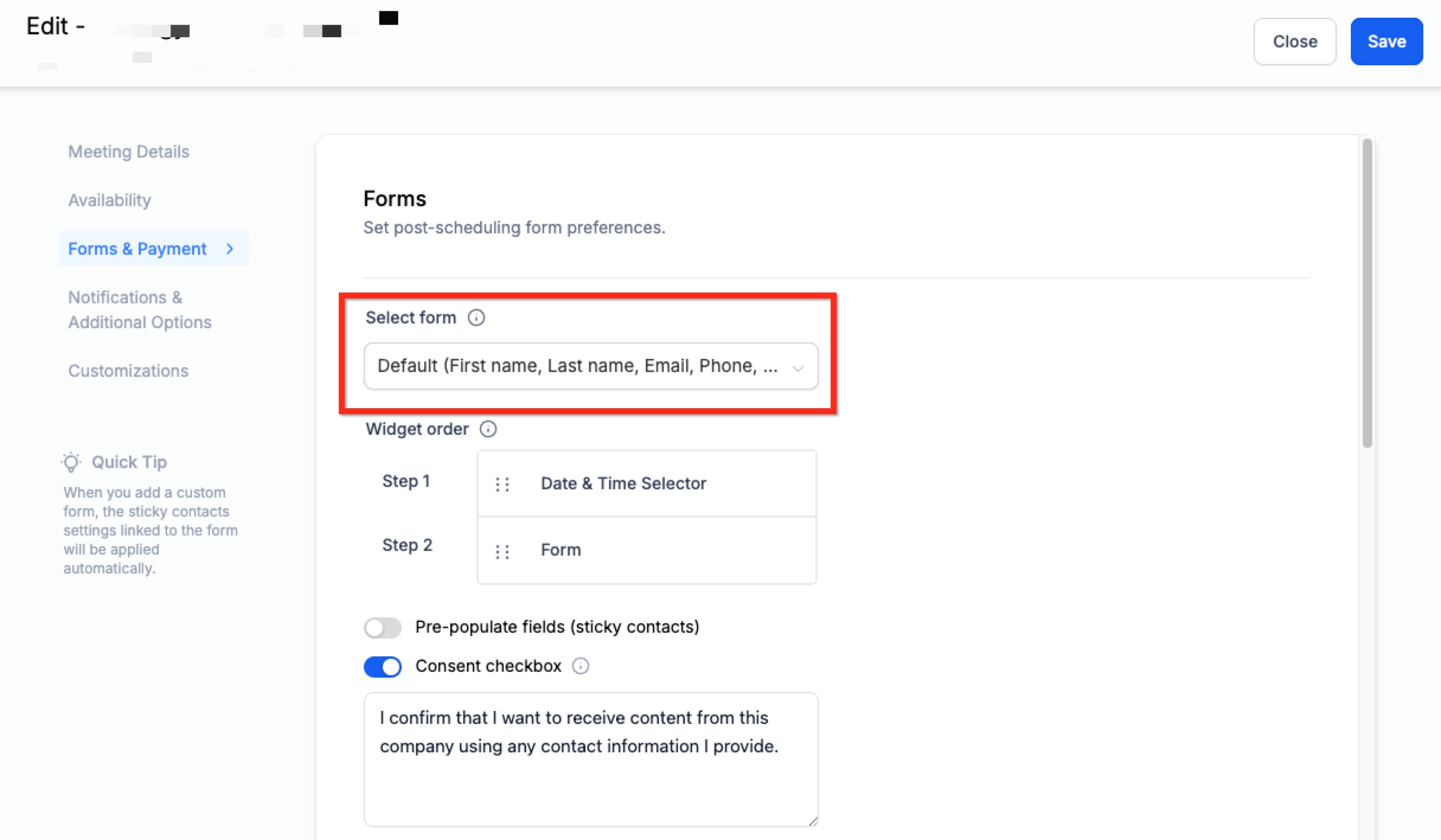 Adding Custom Forms to Calendars – Step 2: Attach the Custom Form to Your Calendar