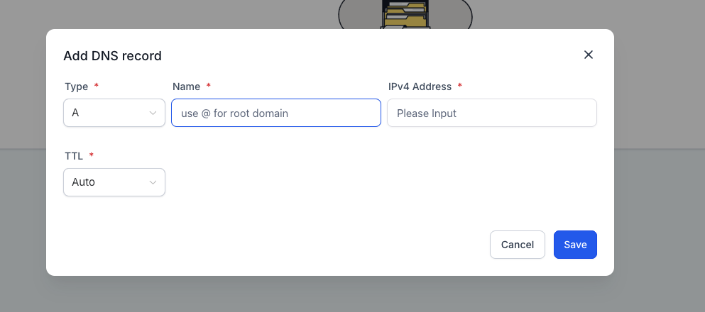 Configure & Connect Purchased Domains – Enter the DNS Record