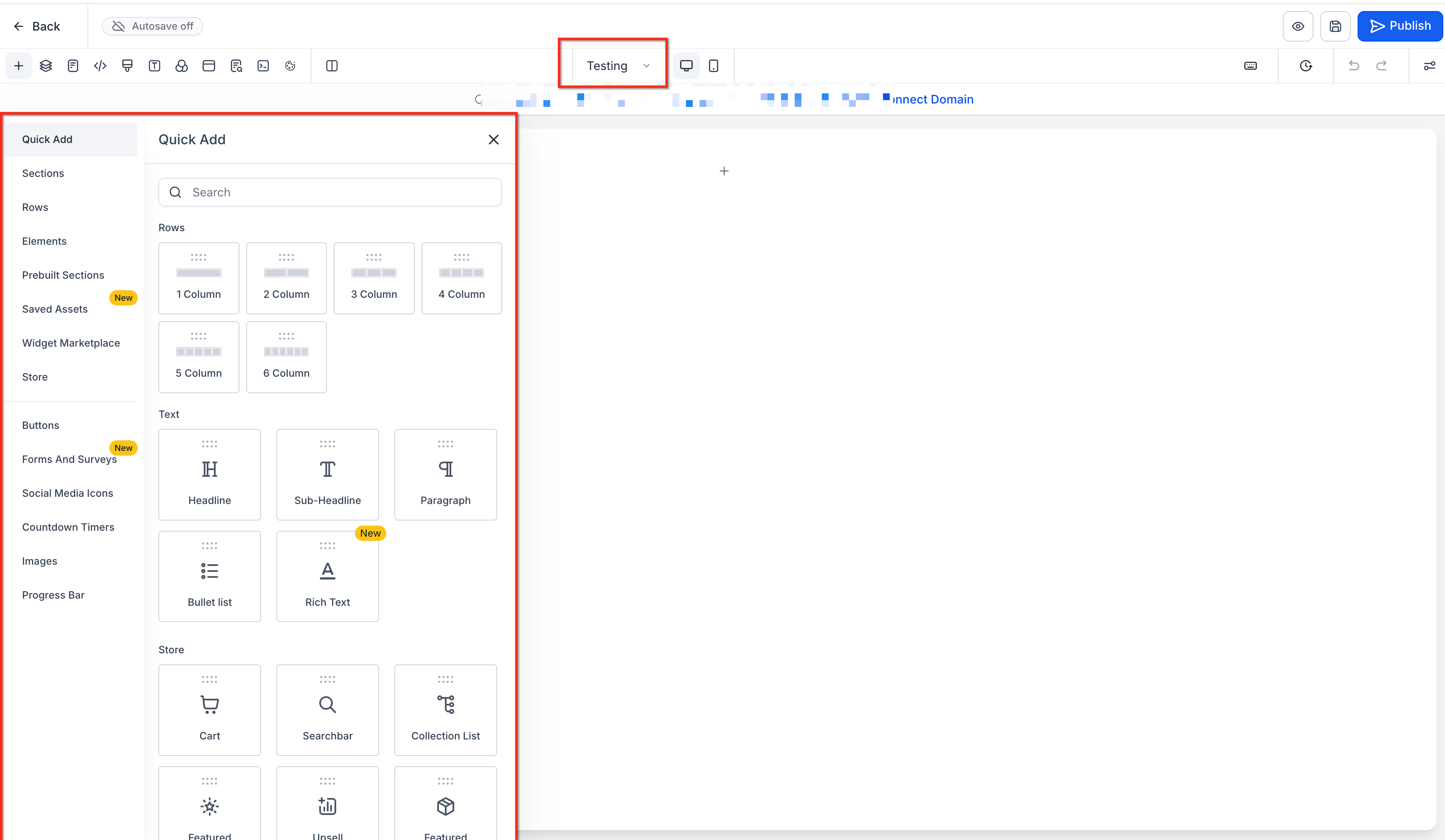 Create Pages in the Page Builder – Add Pages from Pages Drawer