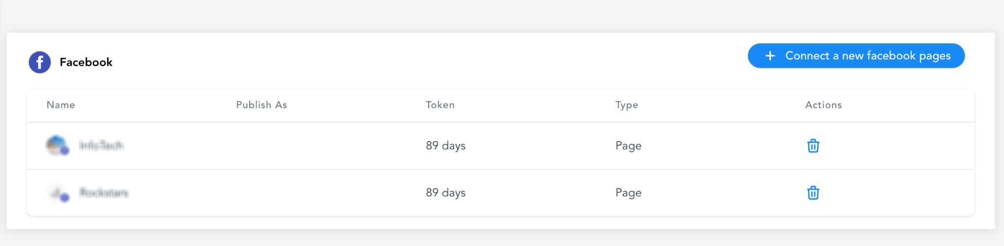 Getting Started – Setup Social Planner – Connected Facebook Pages displayed in Social Planner.