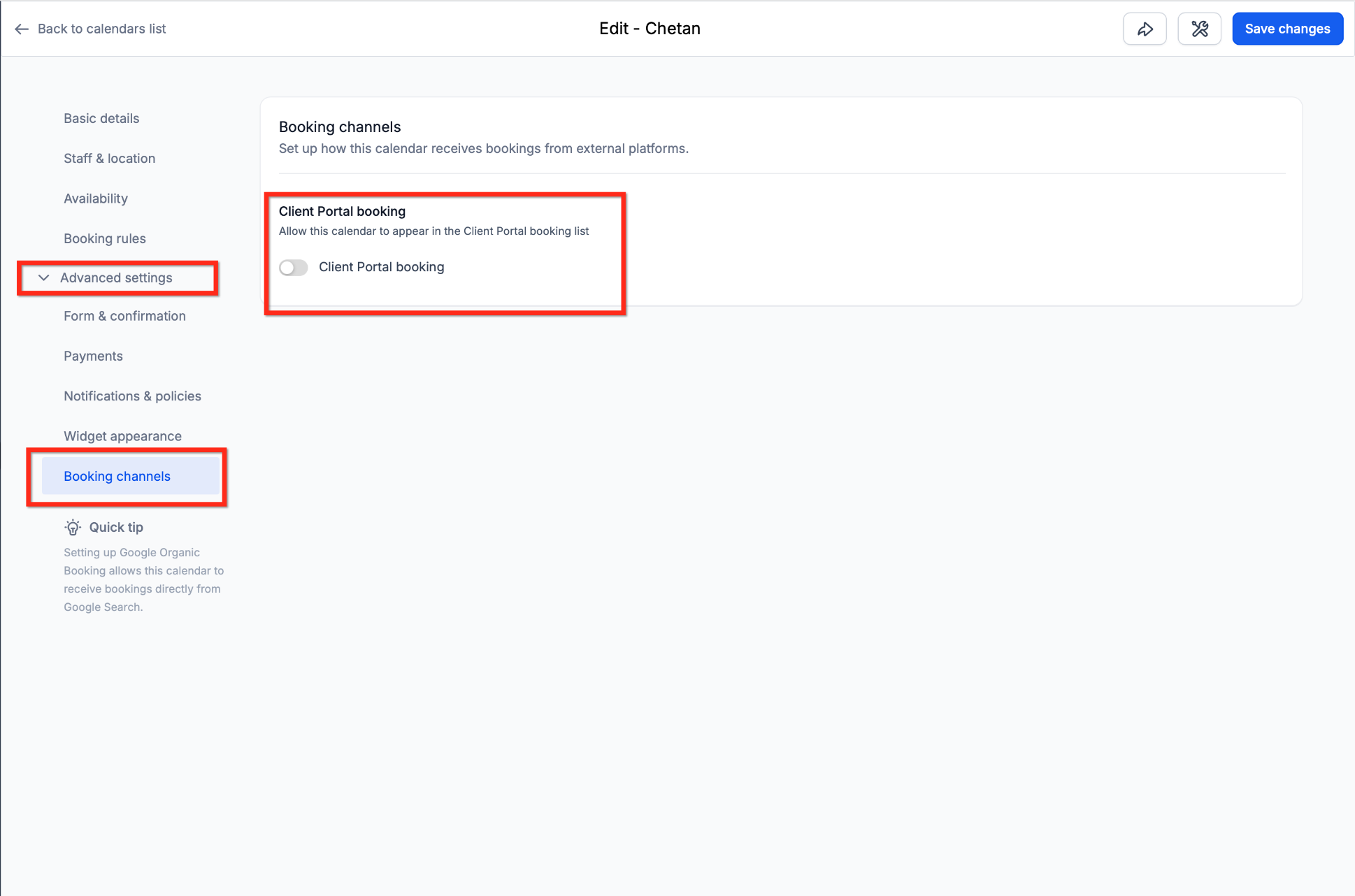 Client Portal Appointments: Book and Manage Meetings – Step 1: Enable Client Portal Booking for a Calendar