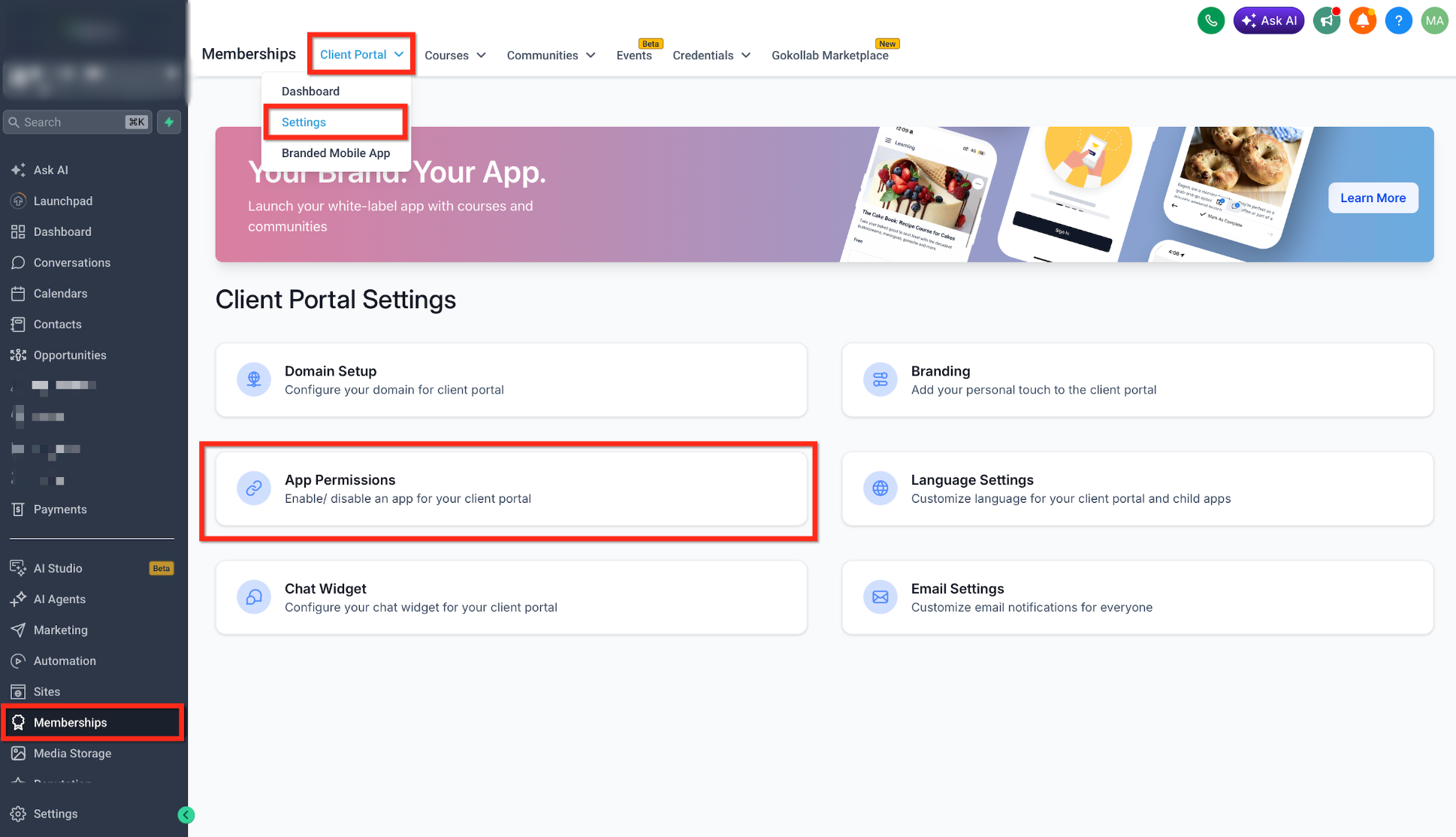 Client Portal Appointments: Book and Manage Meetings – Step 2: Enable Appointments in Client Portal App Permissions