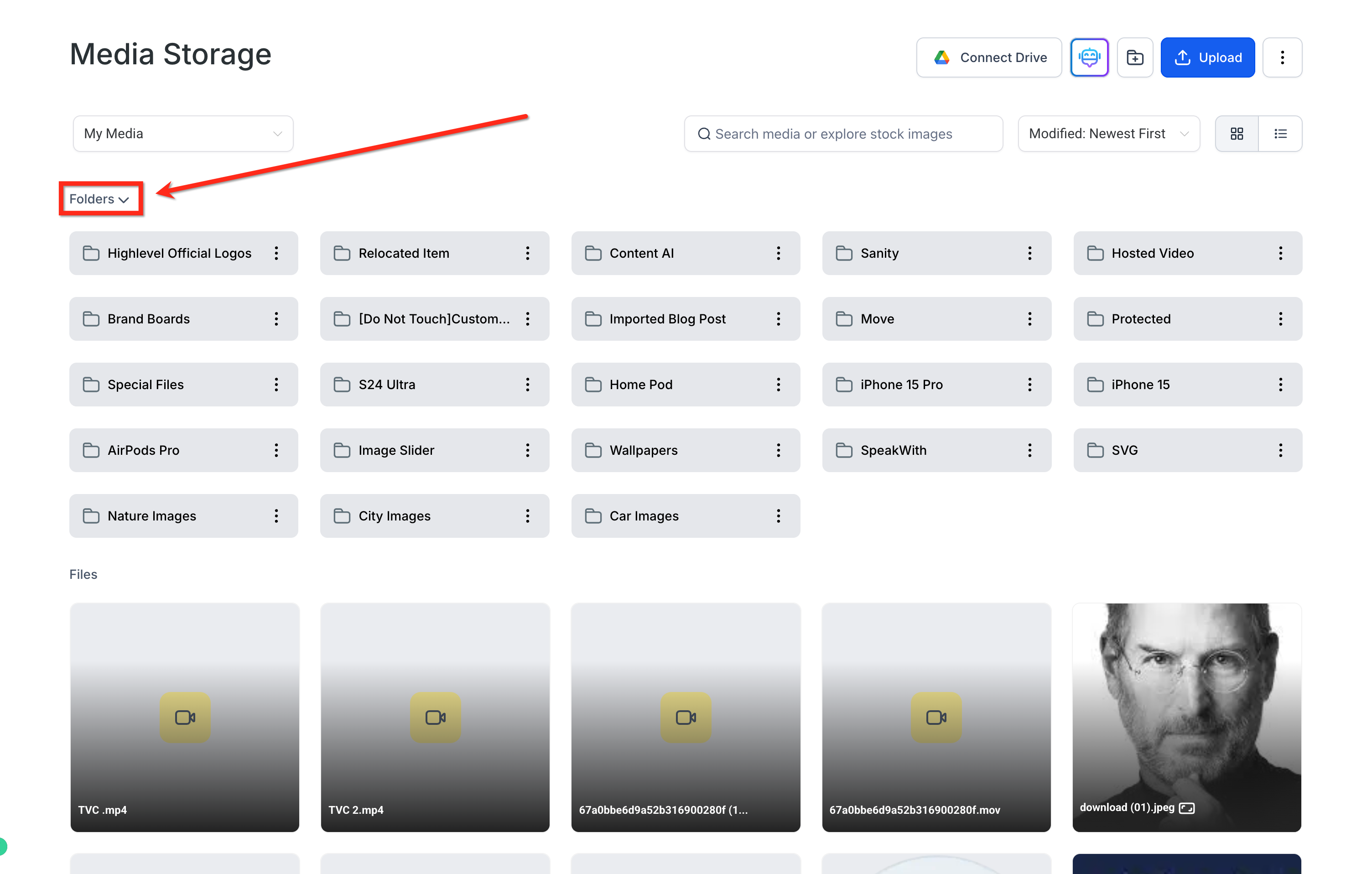 Complete Guide to Media Storage! – Collapse or Expand the Folders Section