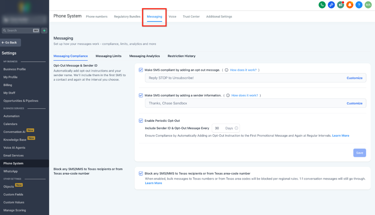 How To Configure SMS Compliance Settings