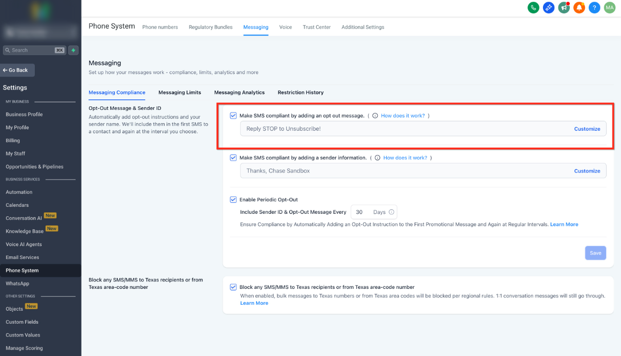 How To Configure SMS Compliance Settings