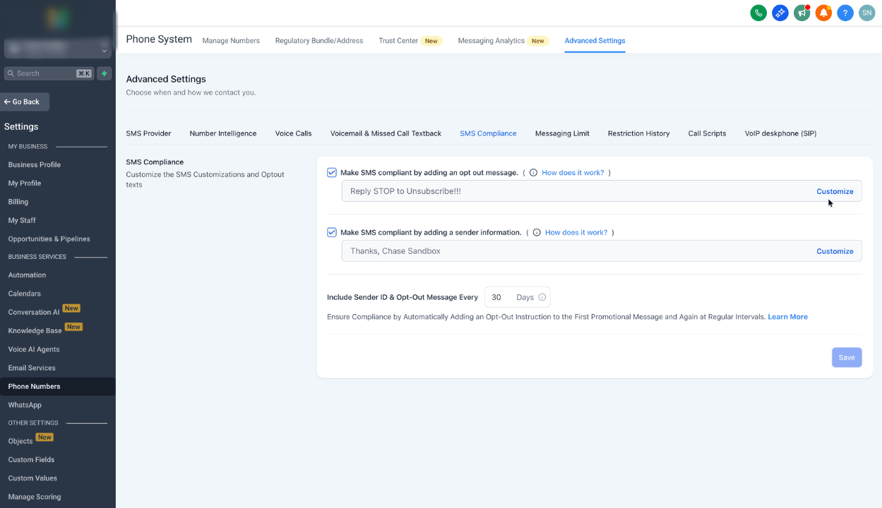 How To Configure SMS Compliance Settings