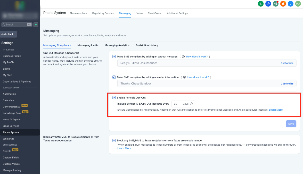 How To Configure SMS Compliance Settings