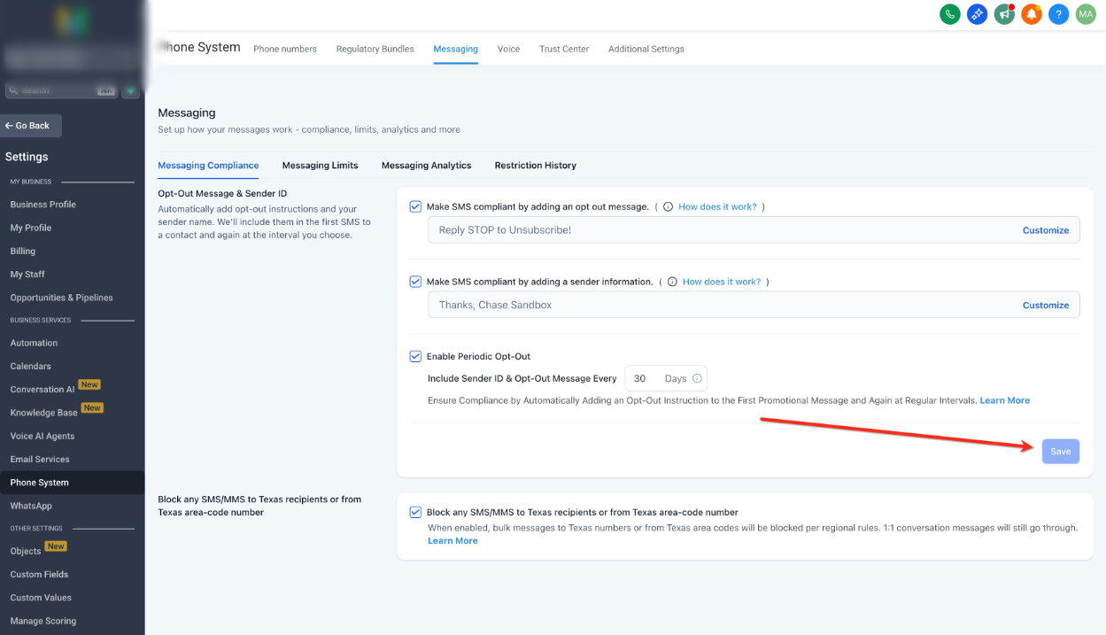 How To Configure SMS Compliance Settings