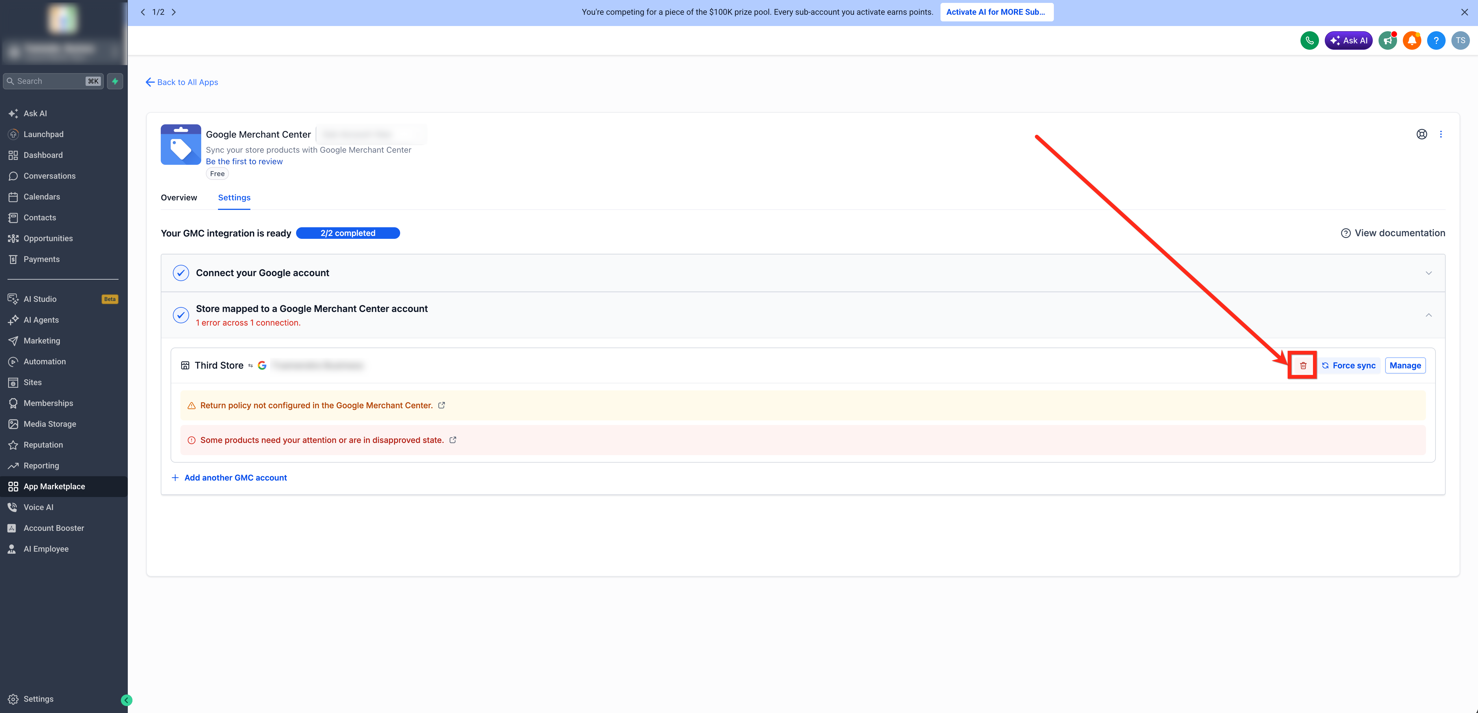 Connect Your E-commerce Store to Google Merchant Center – Remove a Connection