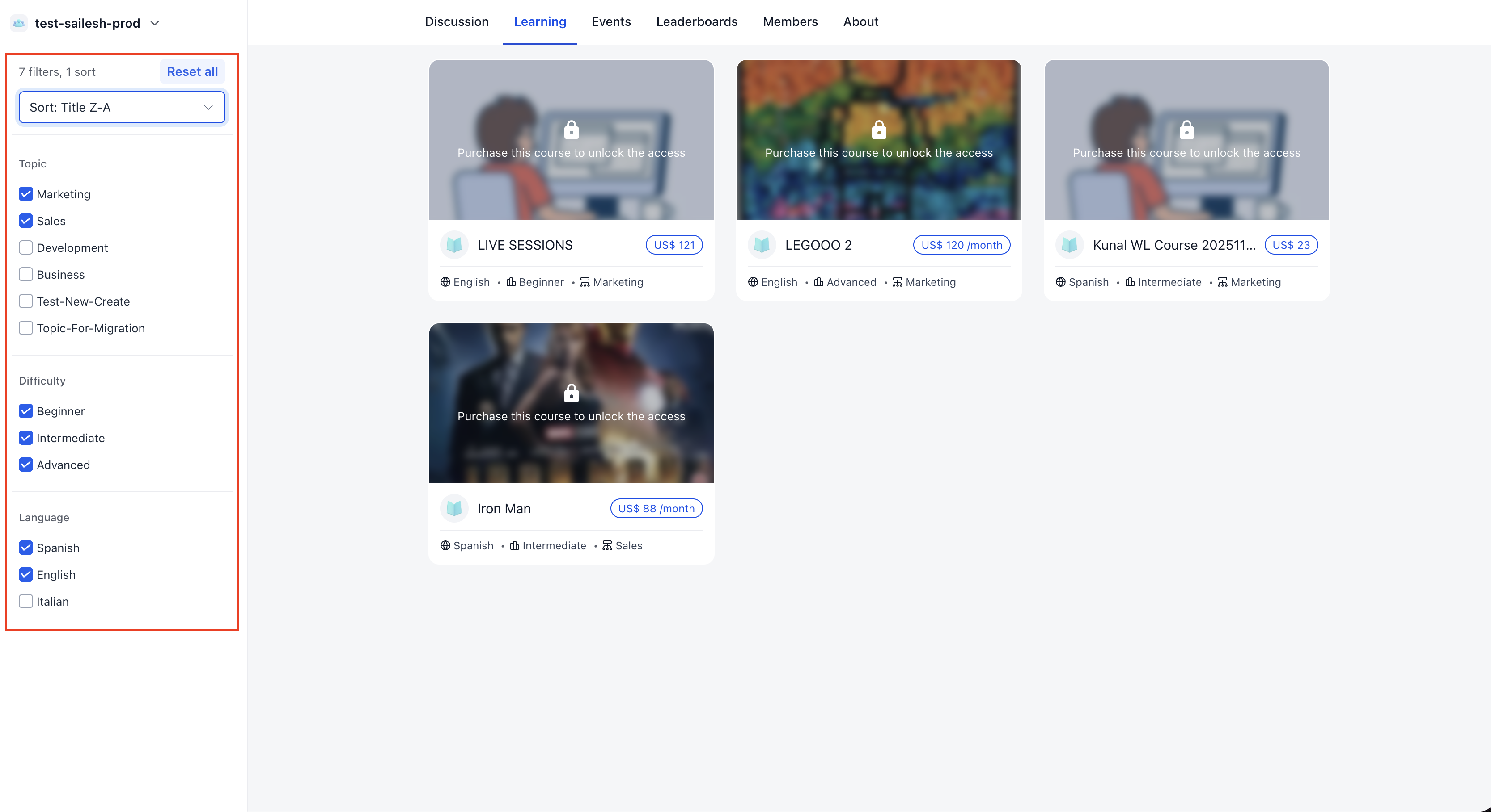 Course Filters in Communities – How Course Filters Work in Communities