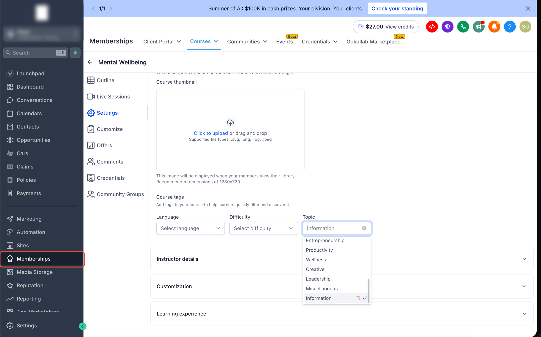Course Filters in Communities – Topic