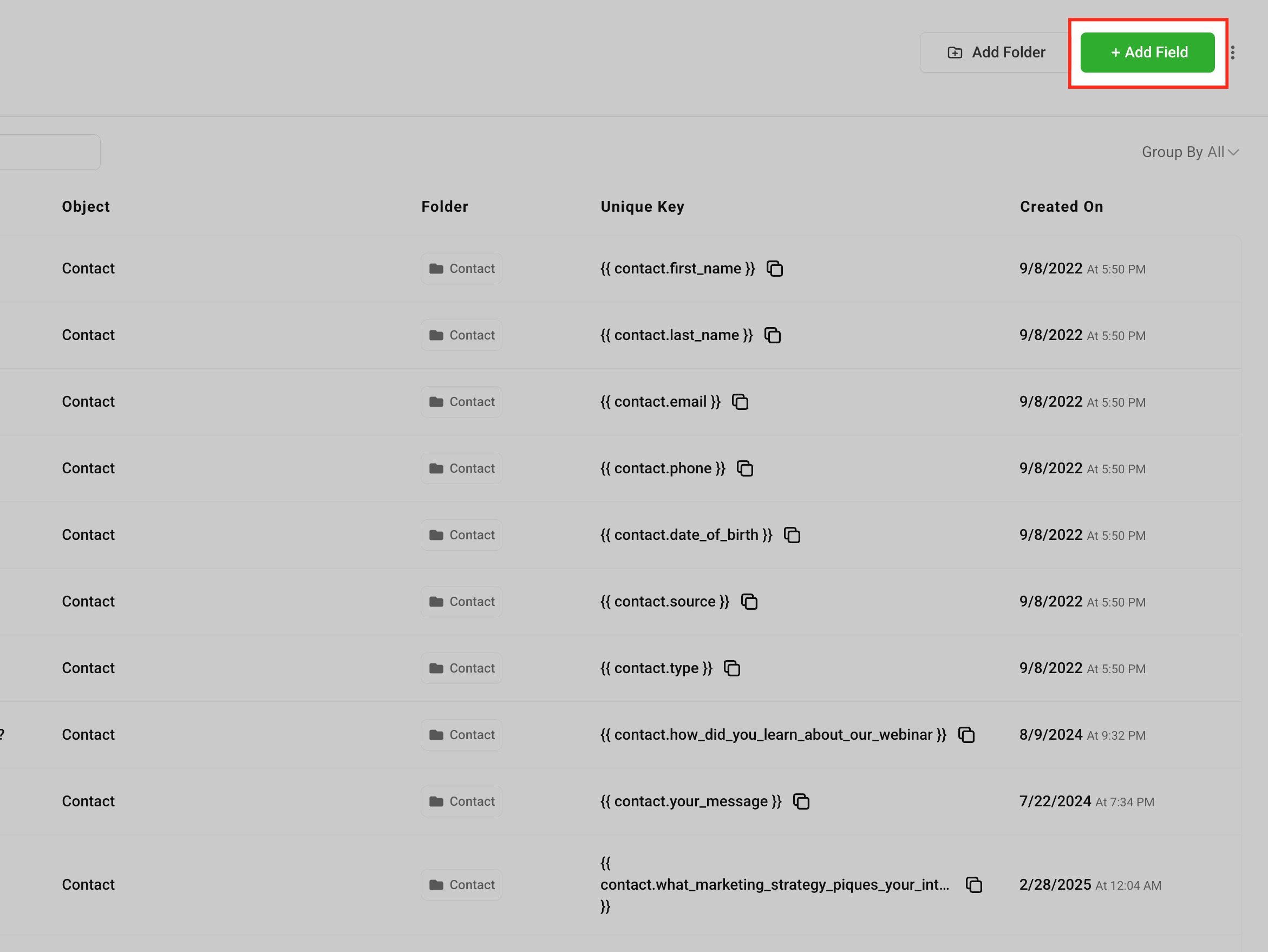 Create New Contact – Create New Custom Fields