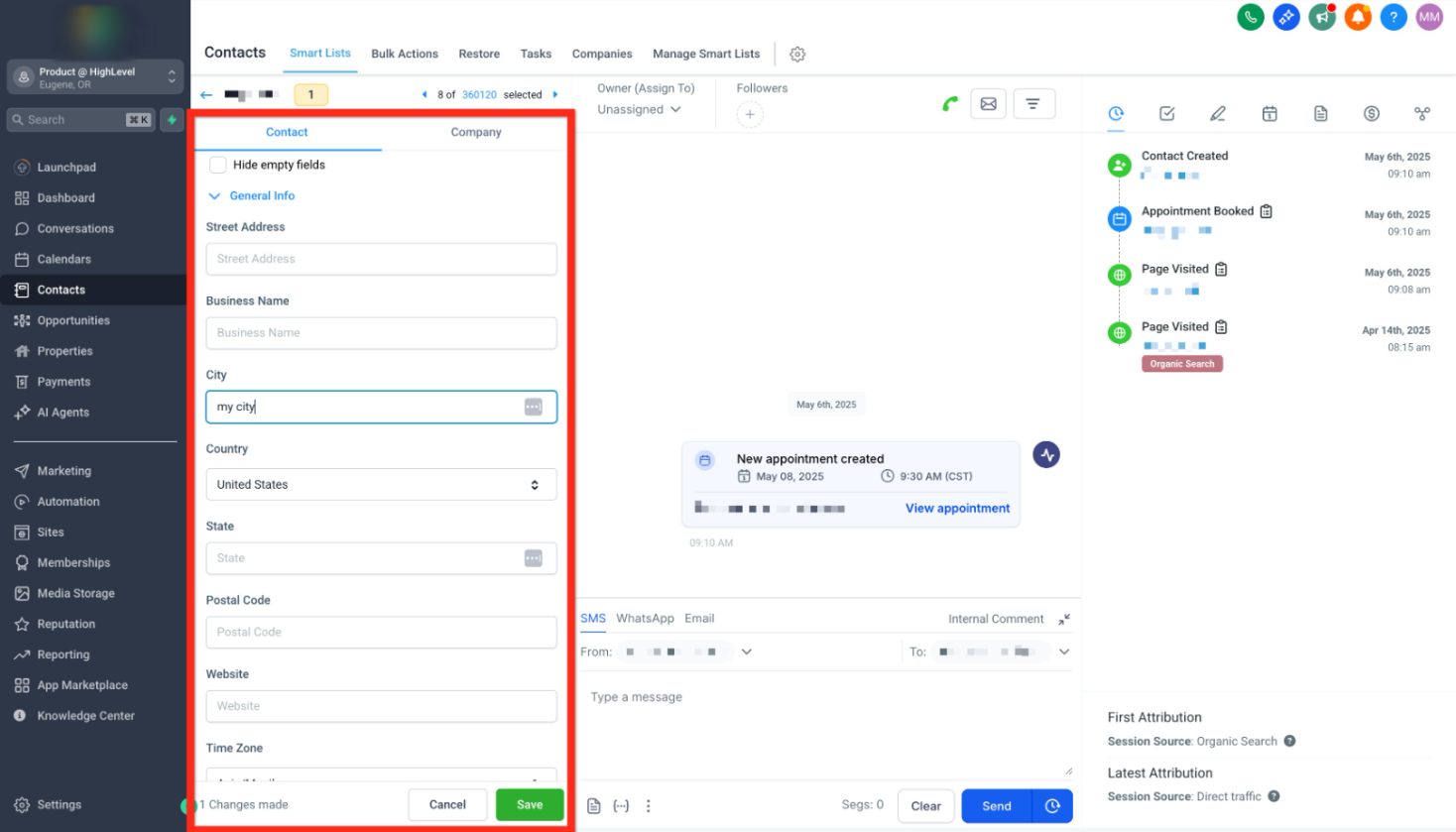 Create New Contact – Edit Existing Contact