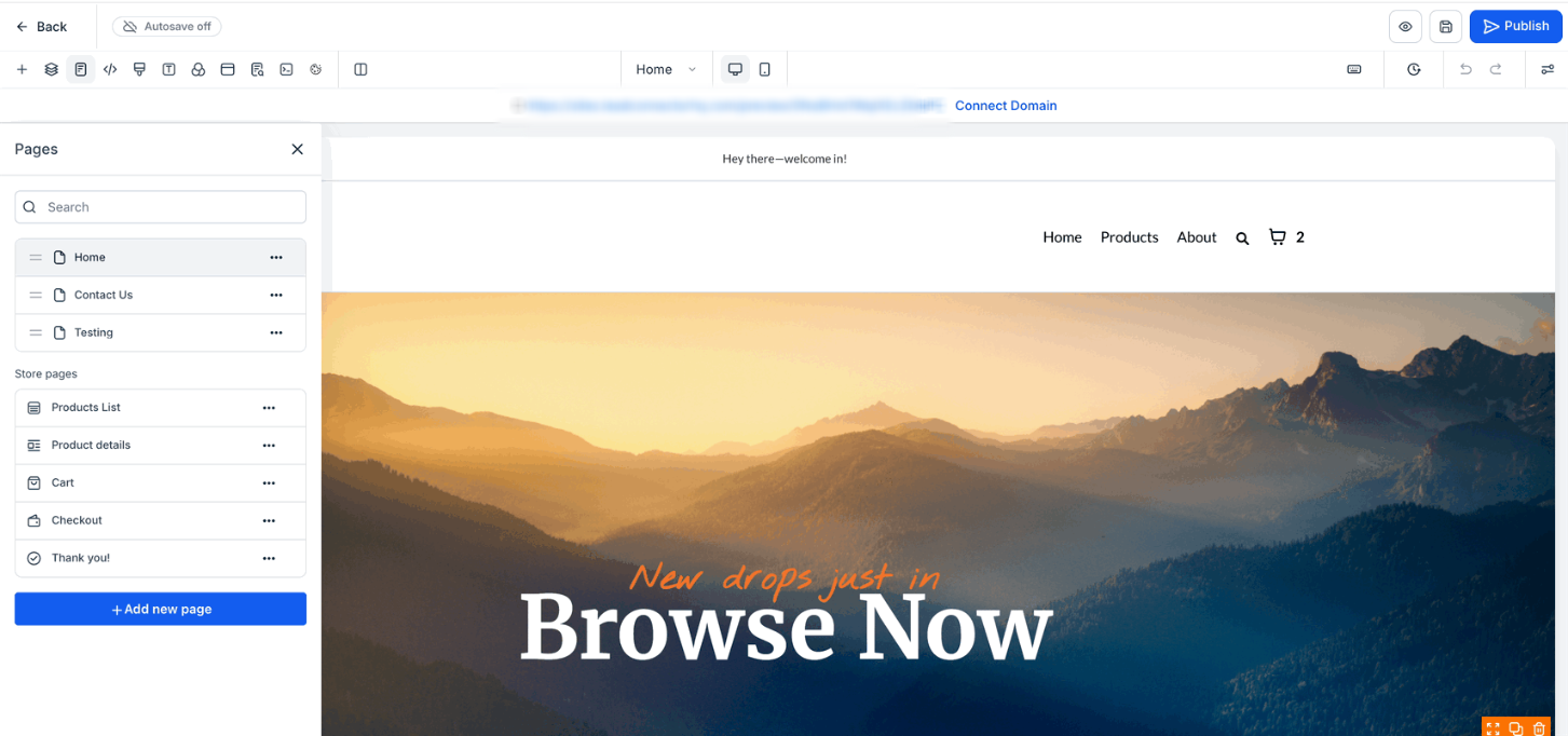 Create Pages in the Page Builder – Drag & Drop Page Reordering