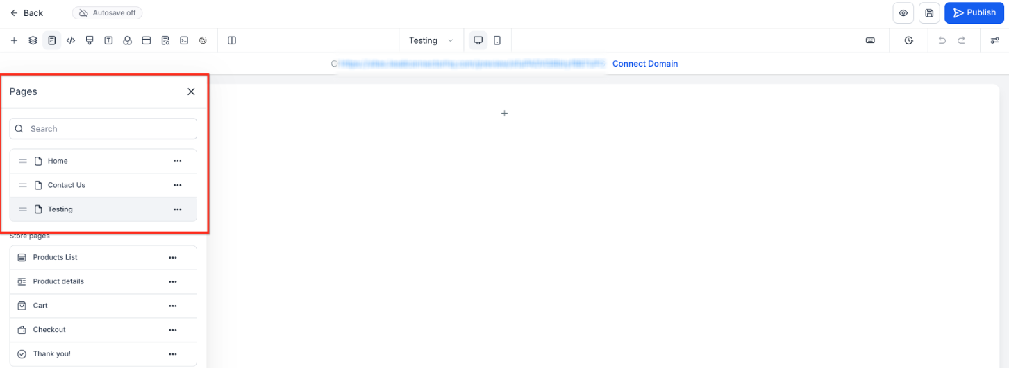 Create Pages in the Page Builder – Page Selector Popover