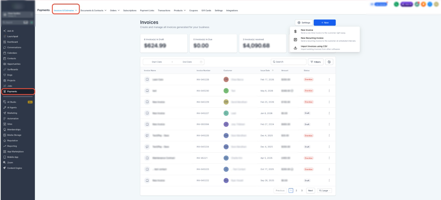 Flexible Invoice Editing for Partially Paid Invoices – 1. Open Invoices & Estimates