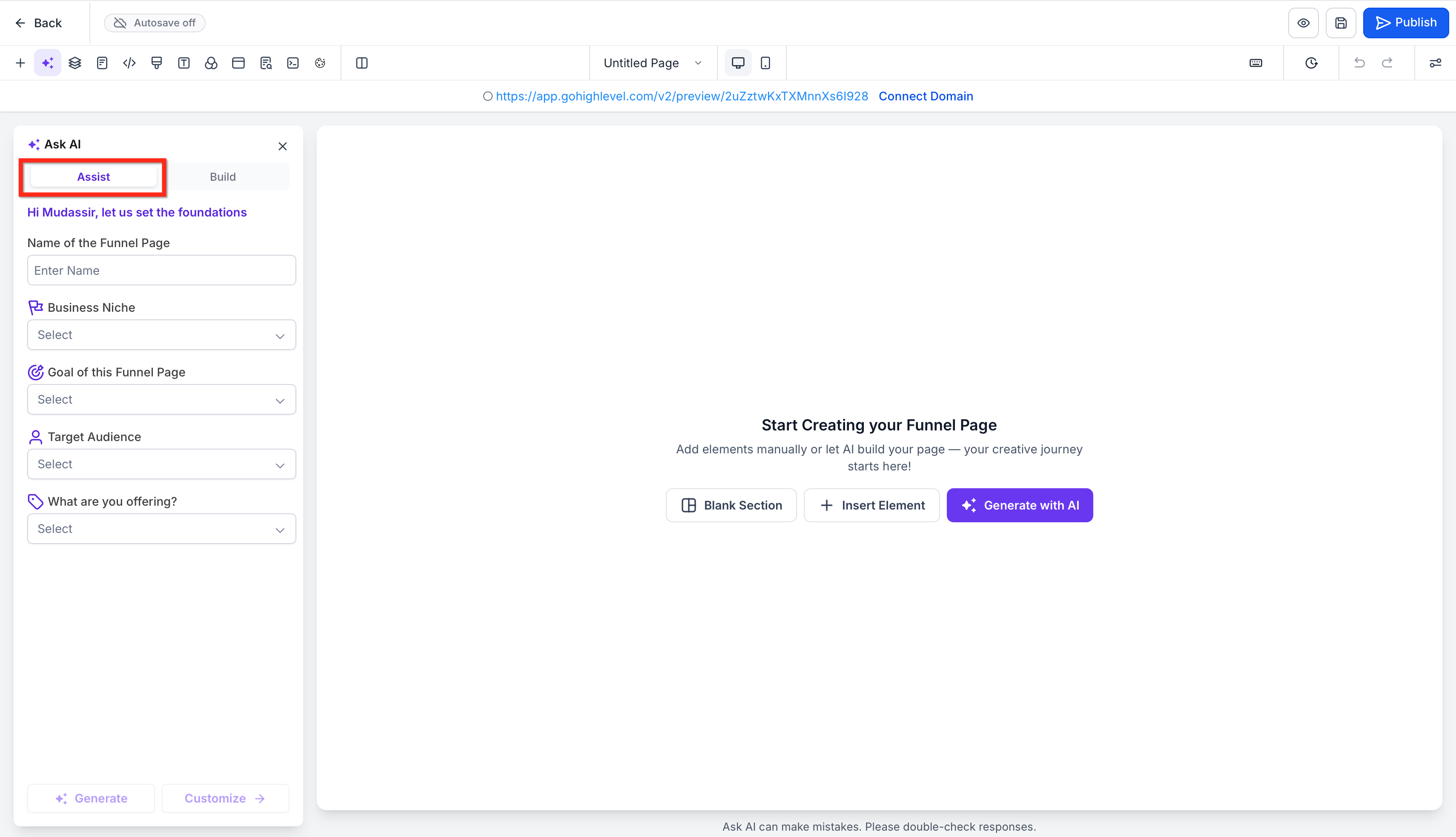 Funnel & Website AI – 1. Assist