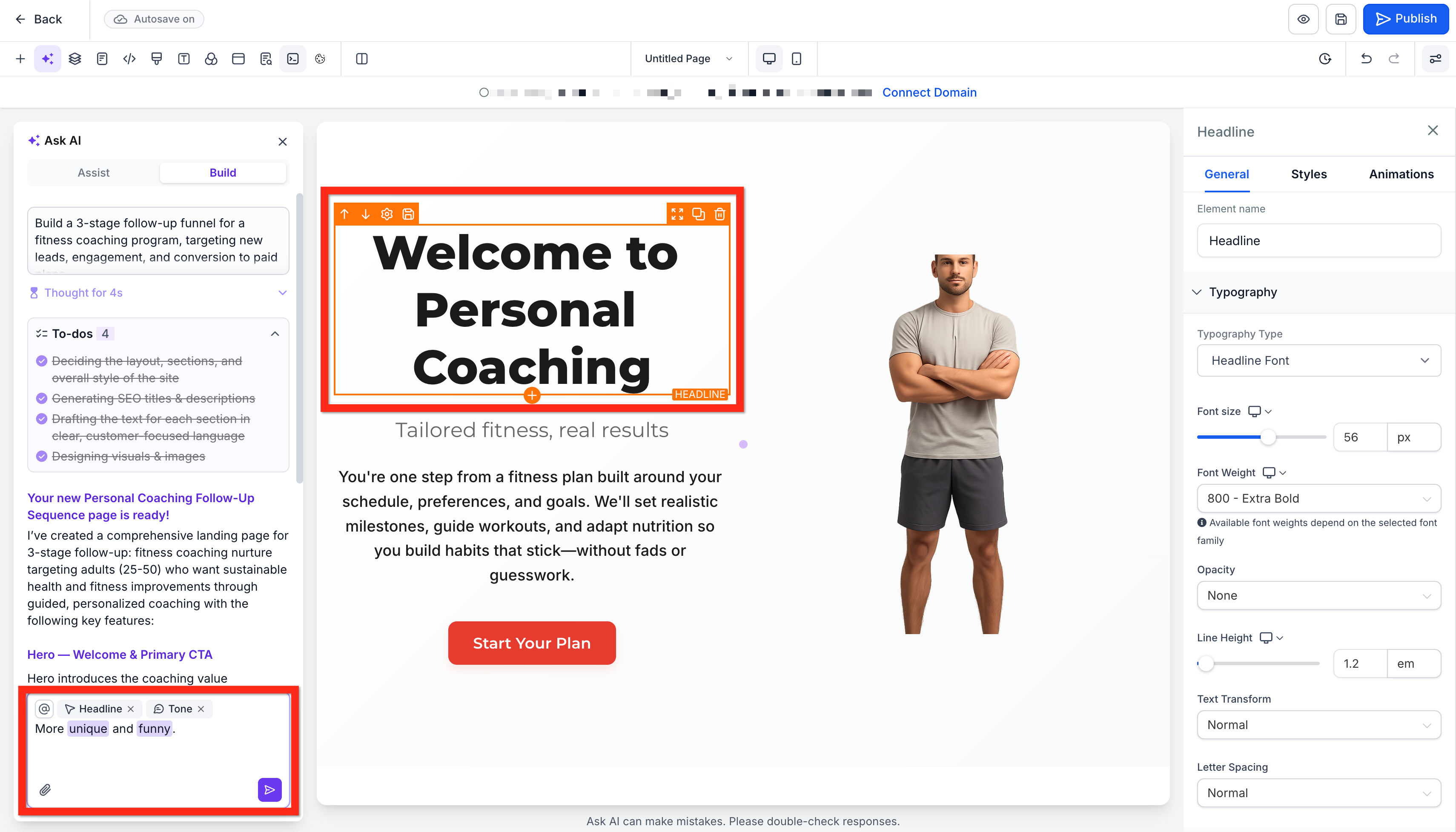 Funnel & Website AI – Chat Mode and Side-by-Side Editing