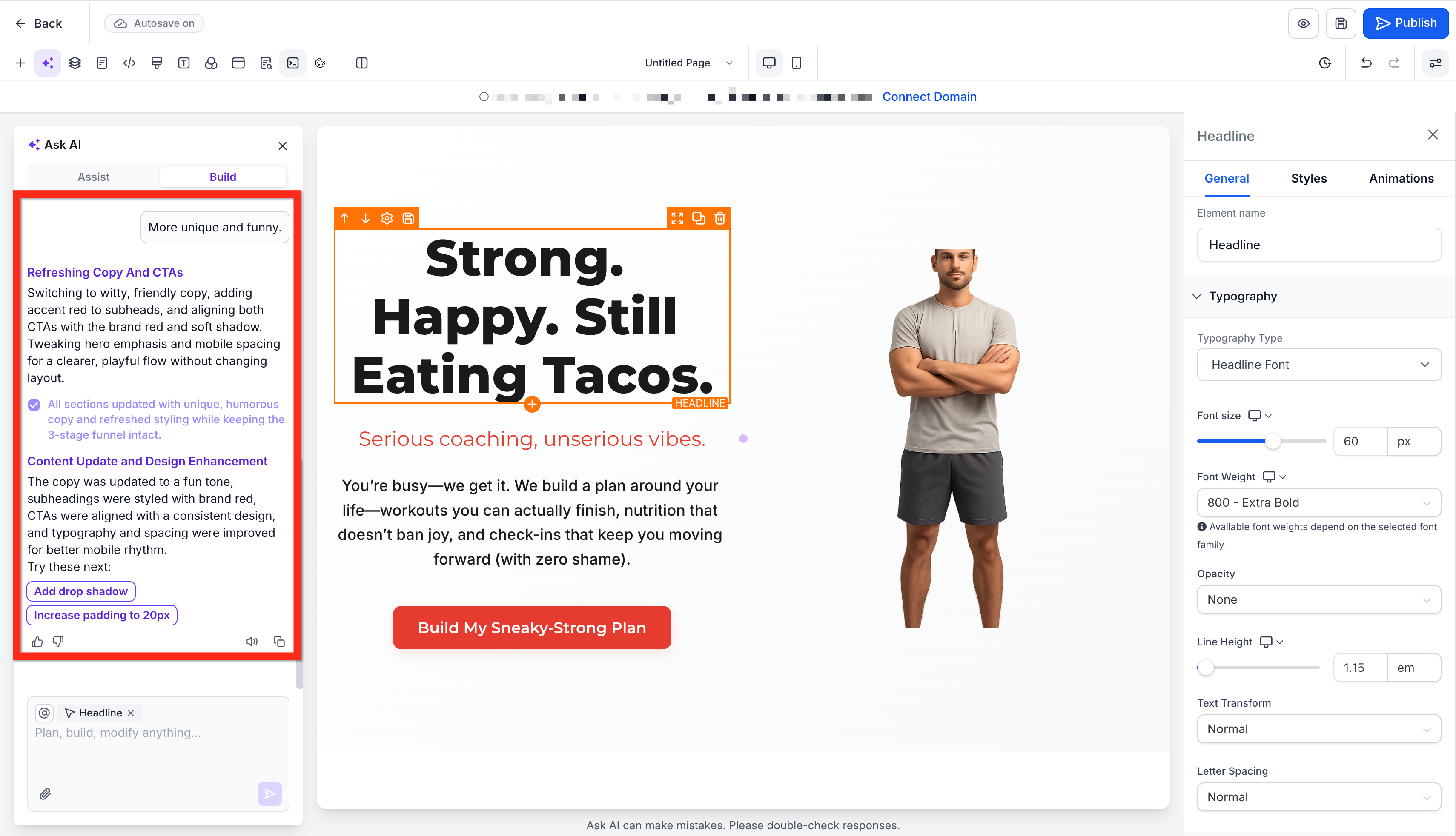 Funnel & Website AI – Chat Mode and Side-by-Side Editing