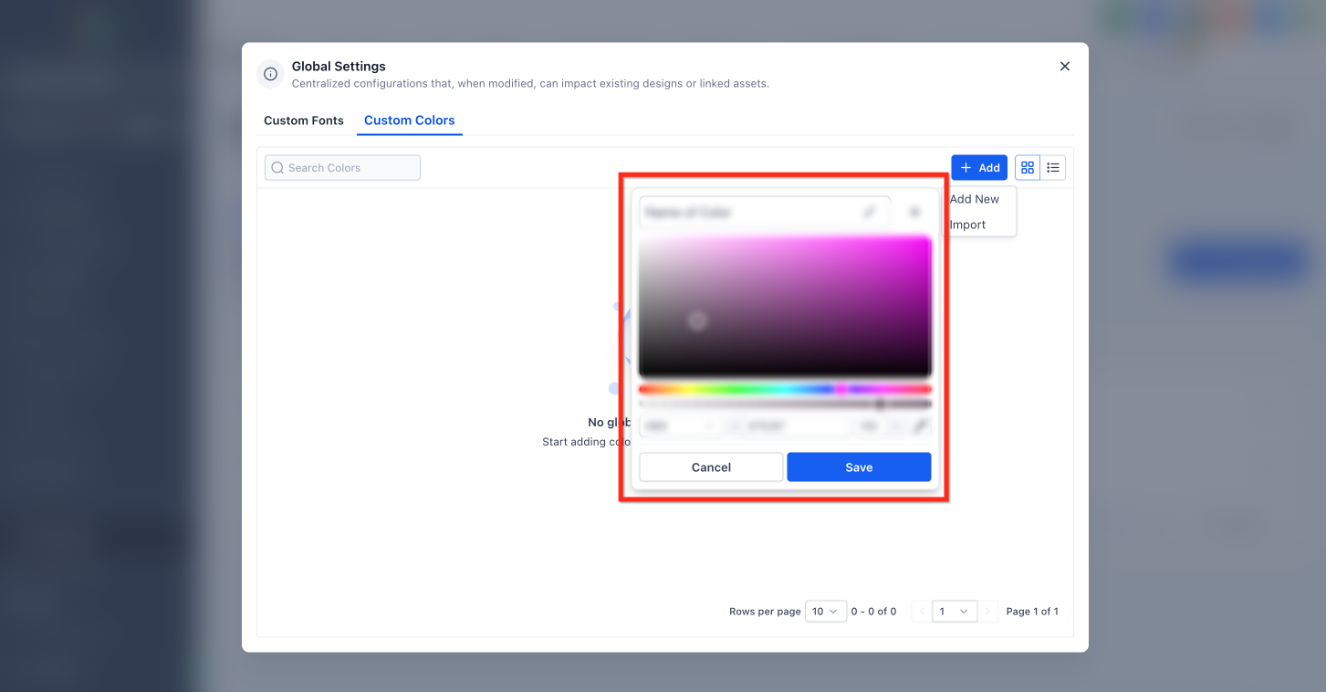 Global Custom Colors in Color Picker – Add a New Global Color