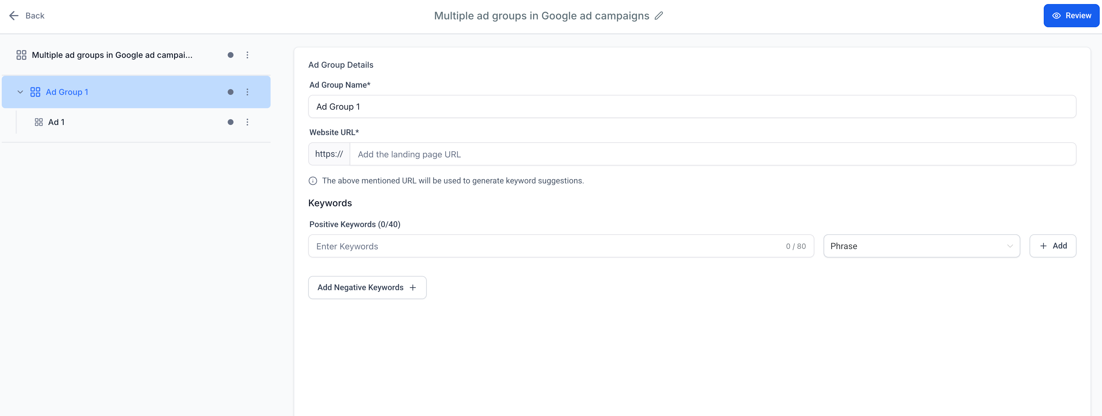 Google Ads: Multiple Ad Groups and Ads – Step 3: Configure the First Ad Group