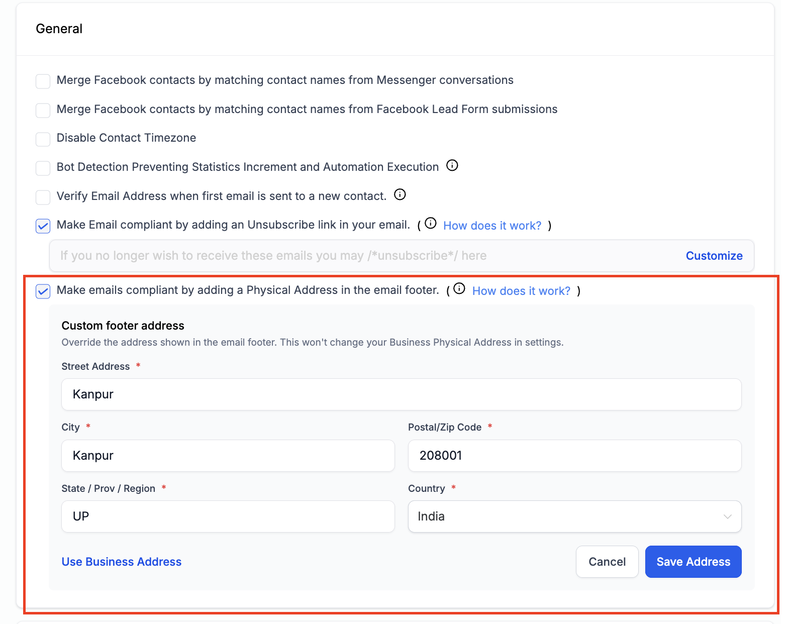How to Add a Physical Address to Your LC Email Footer – Using a Custom Address Override