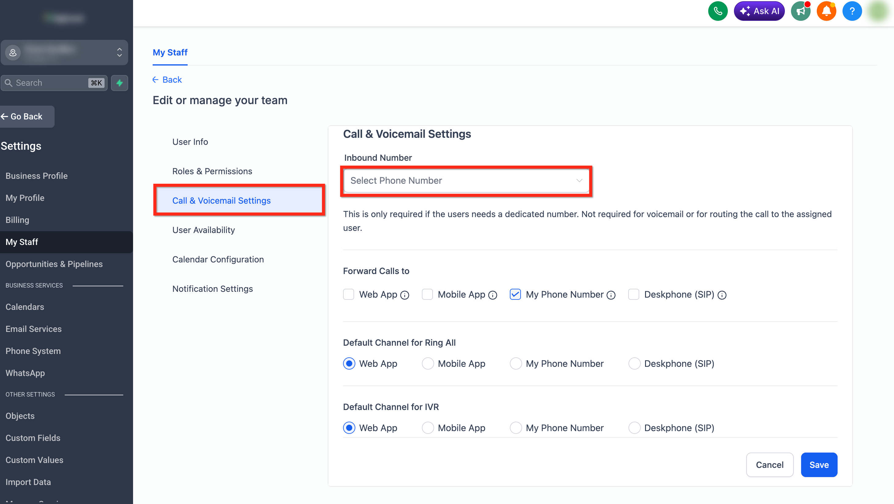 How to Assign LC Phone Numbers to Users – Method 1: Assign One LC Phone Number to One User