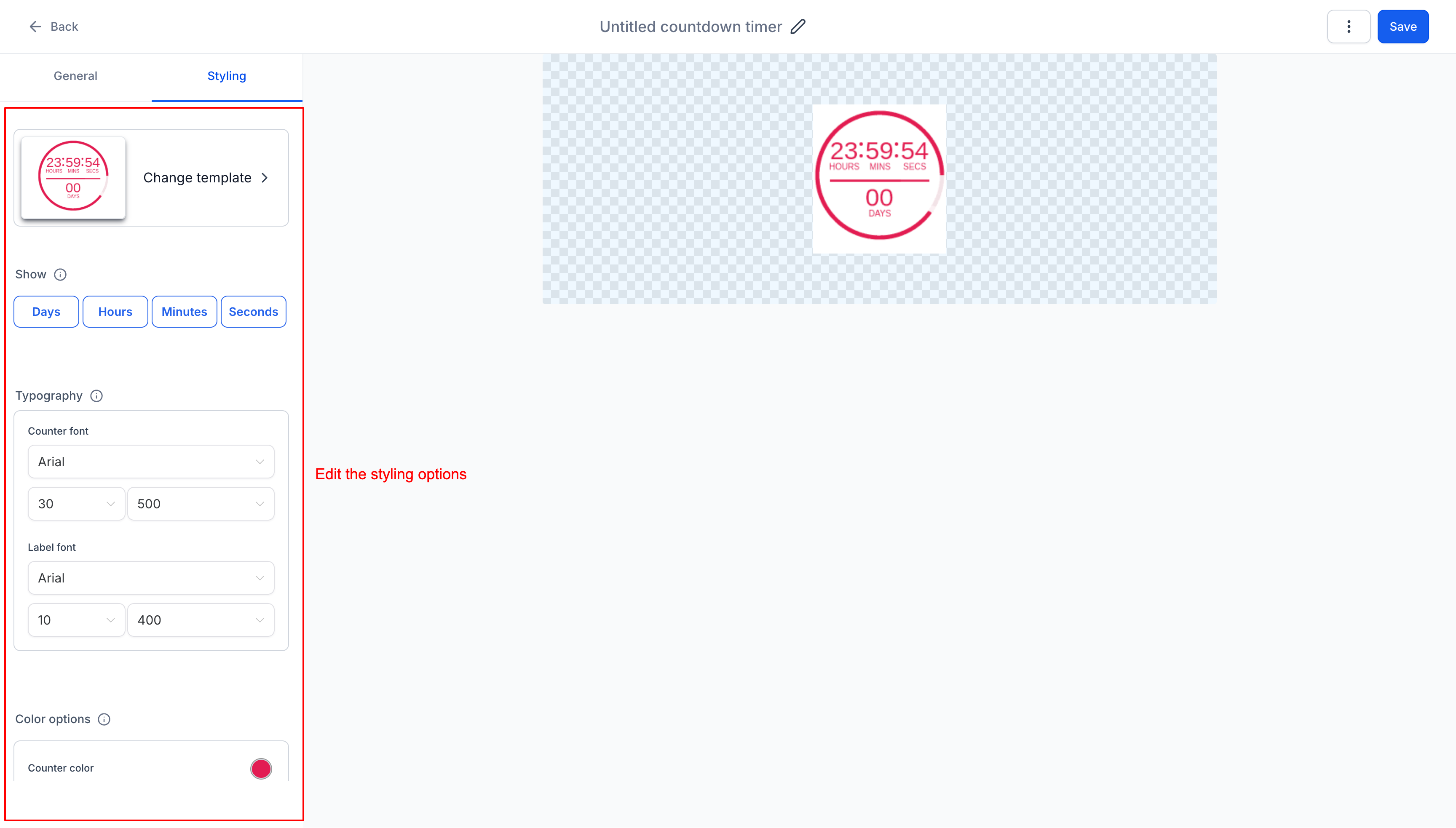 How to Create a Fixed countdown Timer – Step 7: Customize Styling