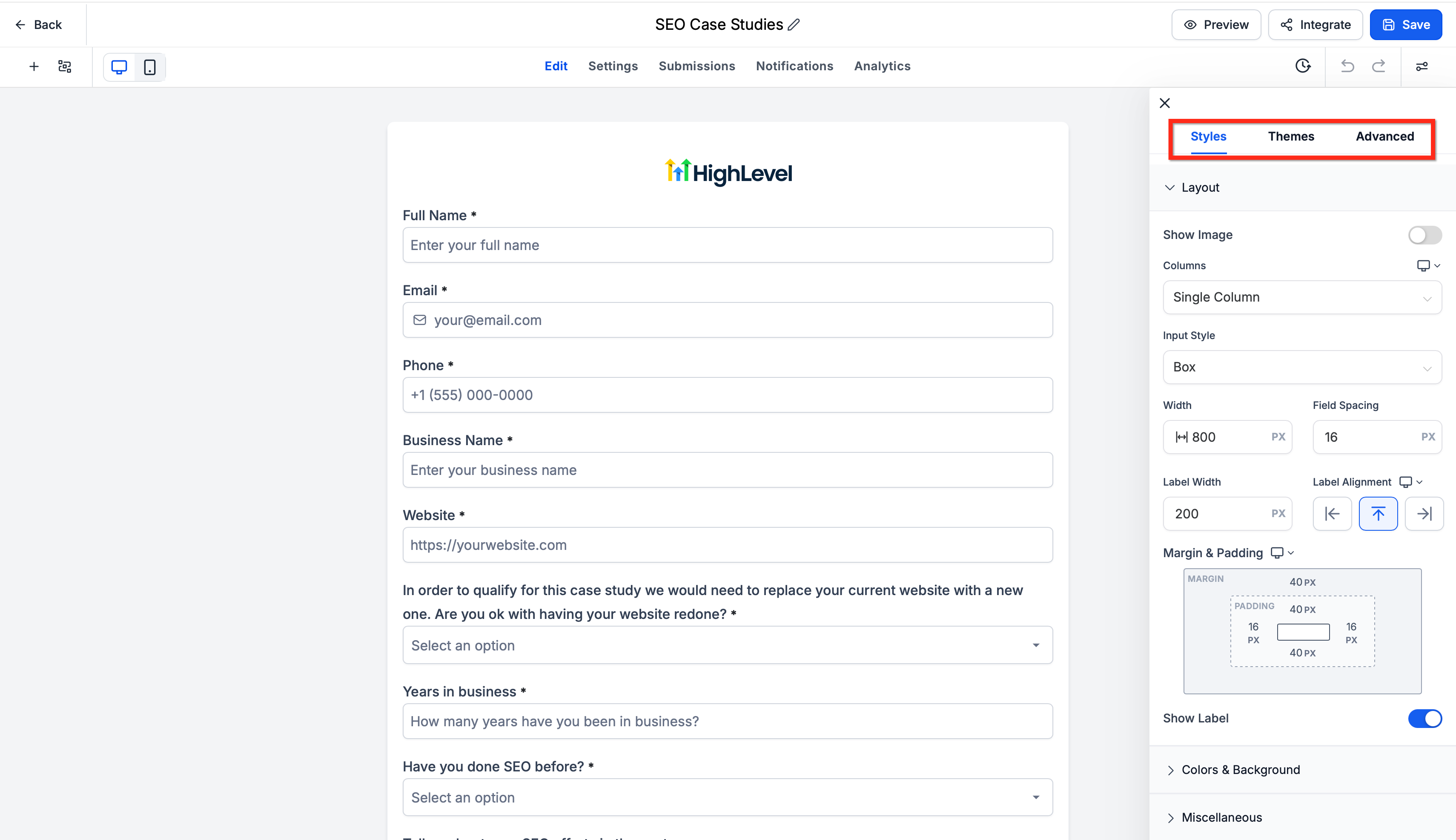 How to Create and Manage a Contact Form – Step 3: Customize the Form