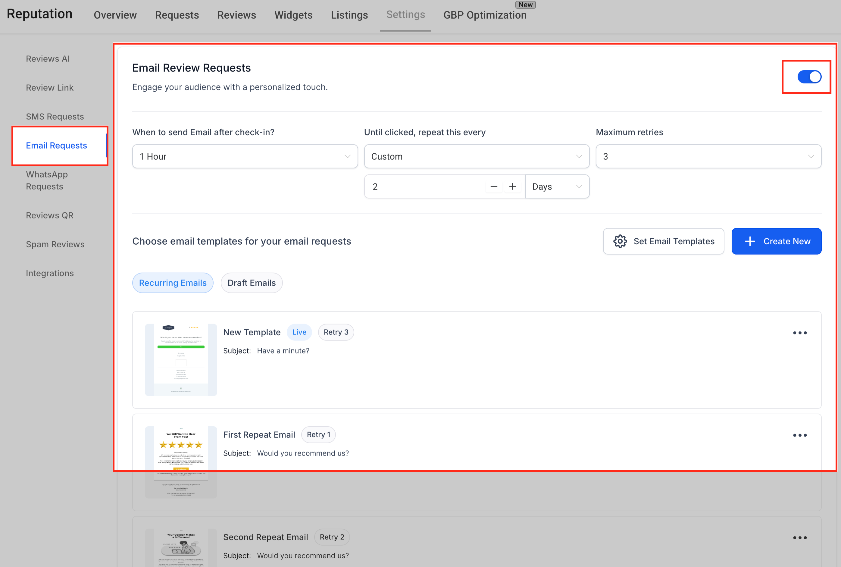 How to Customize the Review Request Messages (SMS/Email) – Step 7: Enable Email Requests