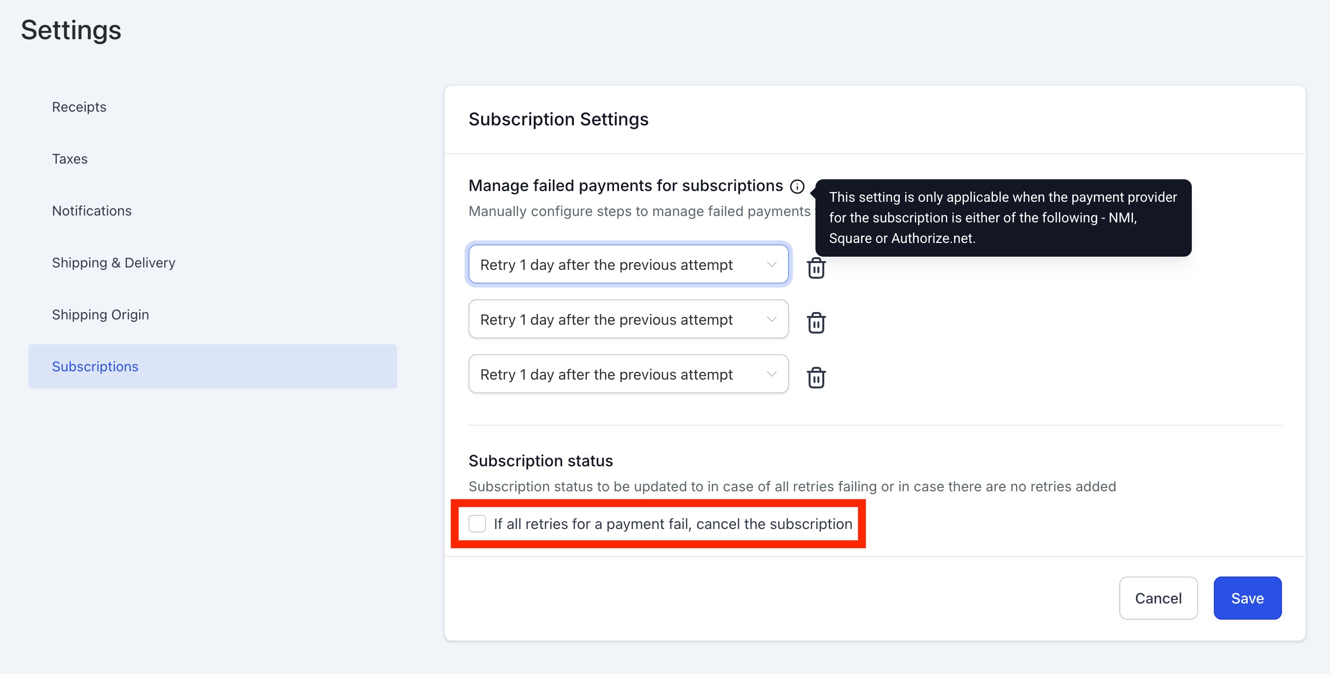 How to Fix Failed Subscription Payments and Set Up Automatic Retries – Automatically Cancel After All Retries Fail