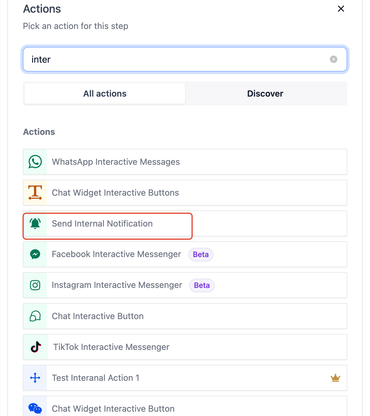 How to Send Inbound SMS Notifications via a Workflow – Send Internal Notification selected as the workflow action