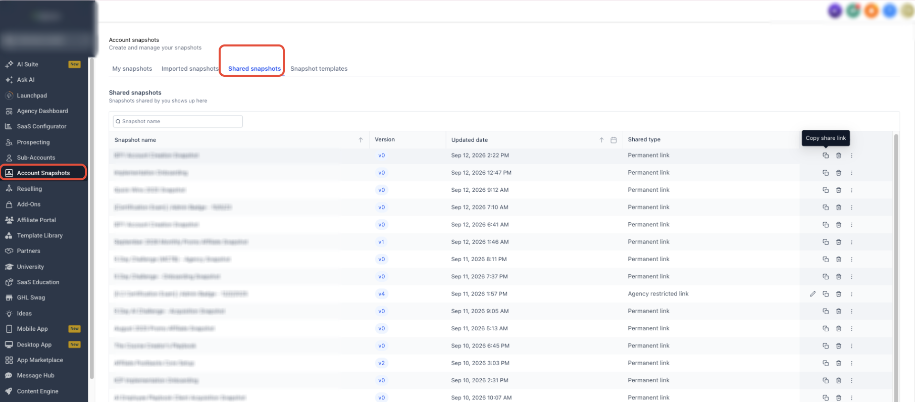 How to Share Snapshots – Share Snapshot modal with Assets Protection enabled