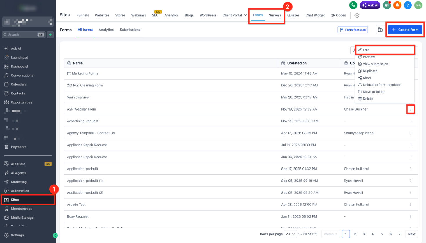 How to Skip Credit Card Collection for $0 Orders in Forms and Surveys – Step 1: Open the Form or Survey Builder