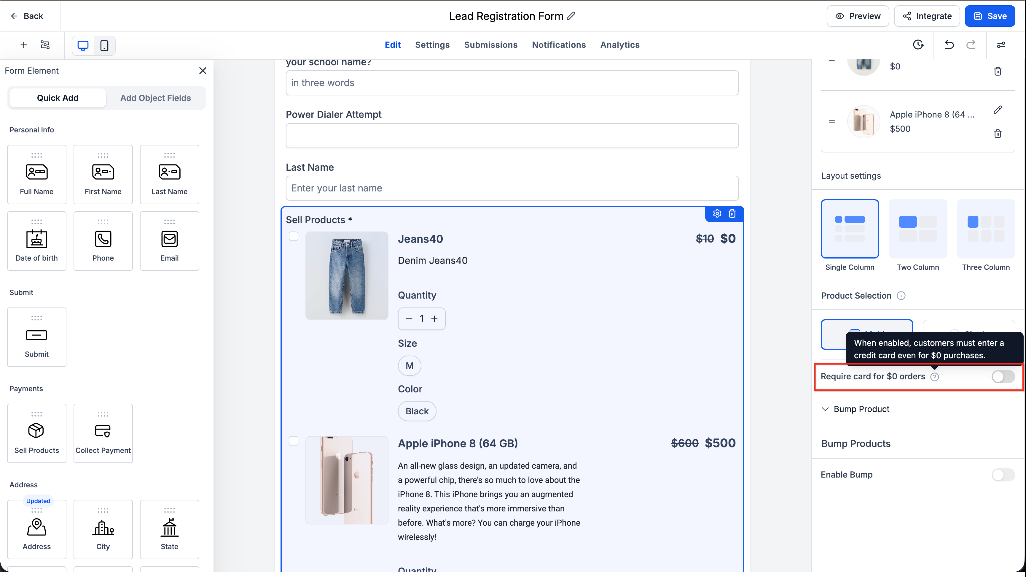 How to Skip Credit Card Collection for $0 Orders in Forms and Surveys – Step 3: Disable Require Card for $0 Orders