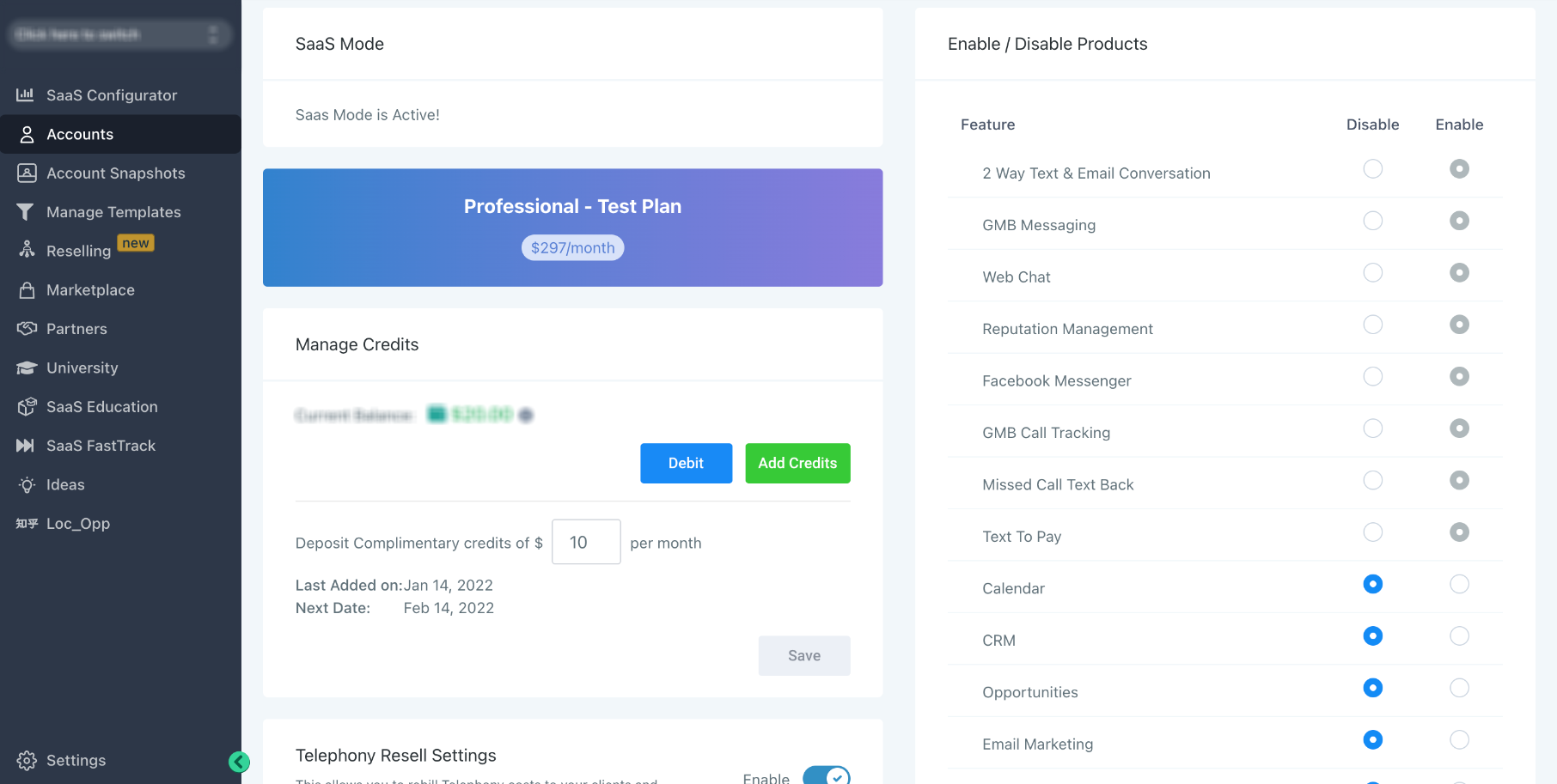 How to Upgrade or Downgrade a SaaS Plan for a Location – Agency account details used to verify SaaS plan feature access