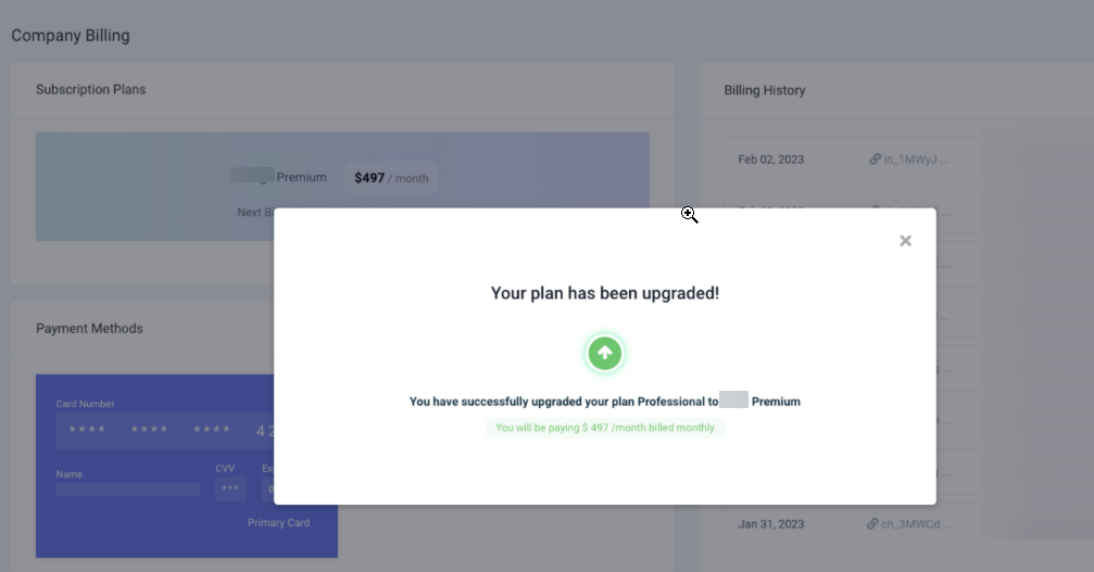 How to Upgrade or Downgrade a SaaS Plan for a Location – Confirm and Pay step for a SaaS plan upgrade