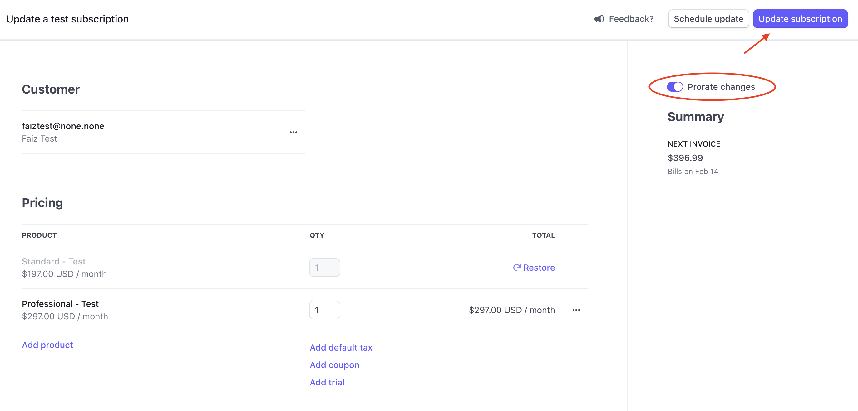 How to Upgrade or Downgrade a SaaS Plan for a Location – Stripe subscription update and proration options