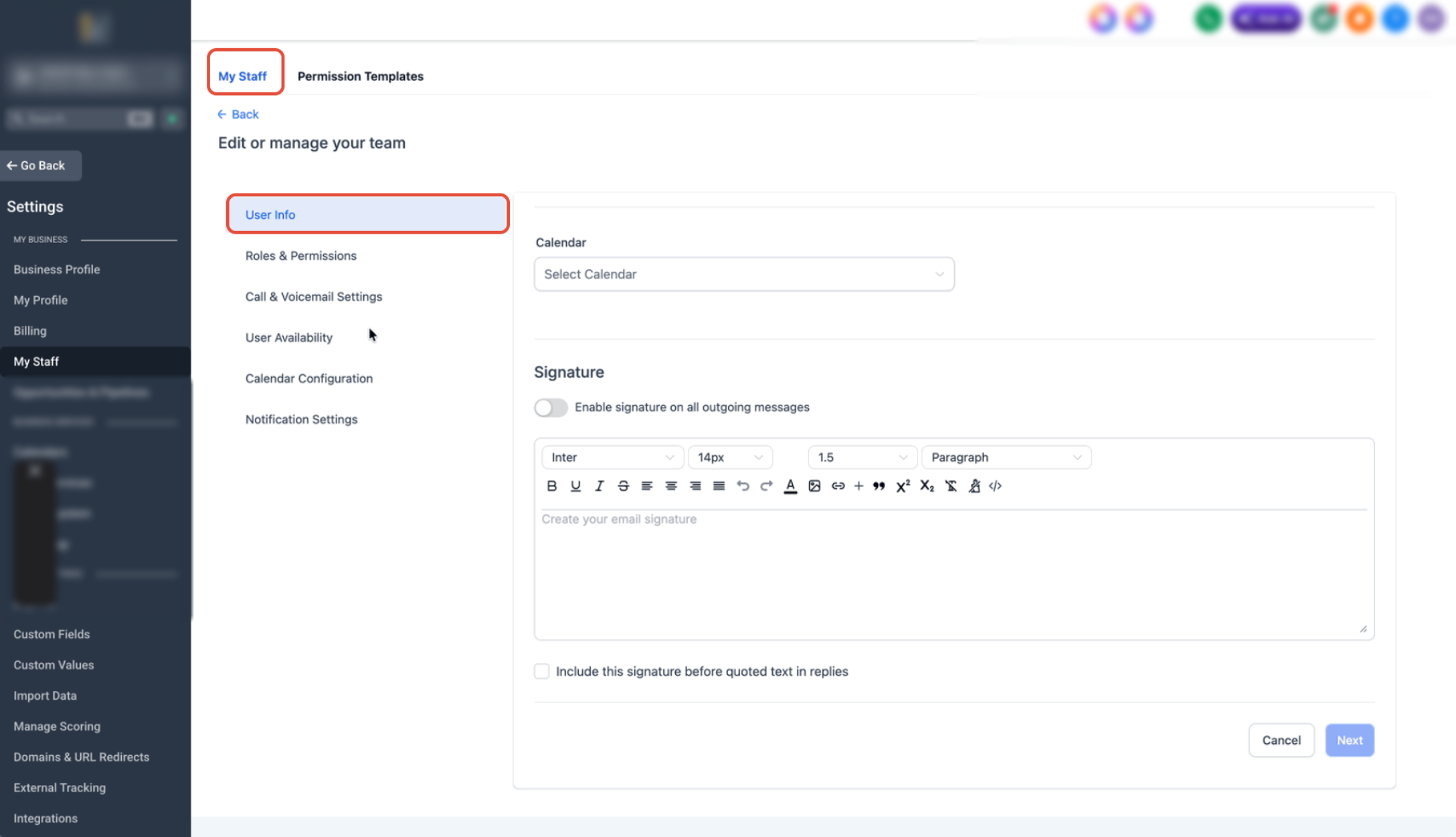 Inbound Call Routing by Working Hours – Configure the Setting for a Team Member