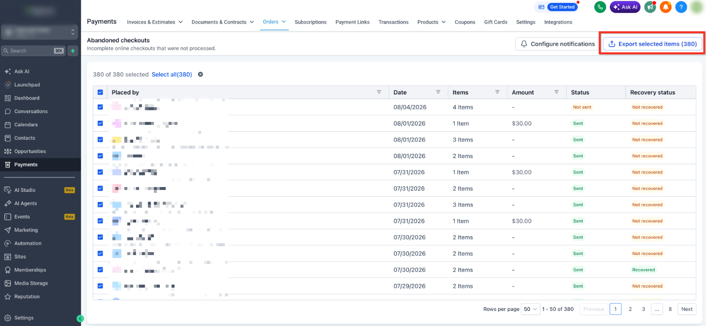 Manage and Export Abandoned Checkouts – How to Export Abandoned Checkout Records