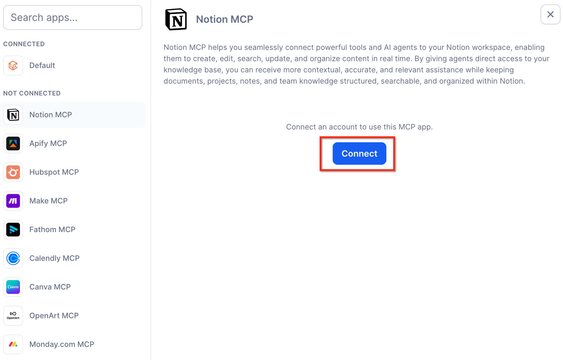 MCP App Connectors for Managed Agents – Grant the permissions required for the agent to access the app.