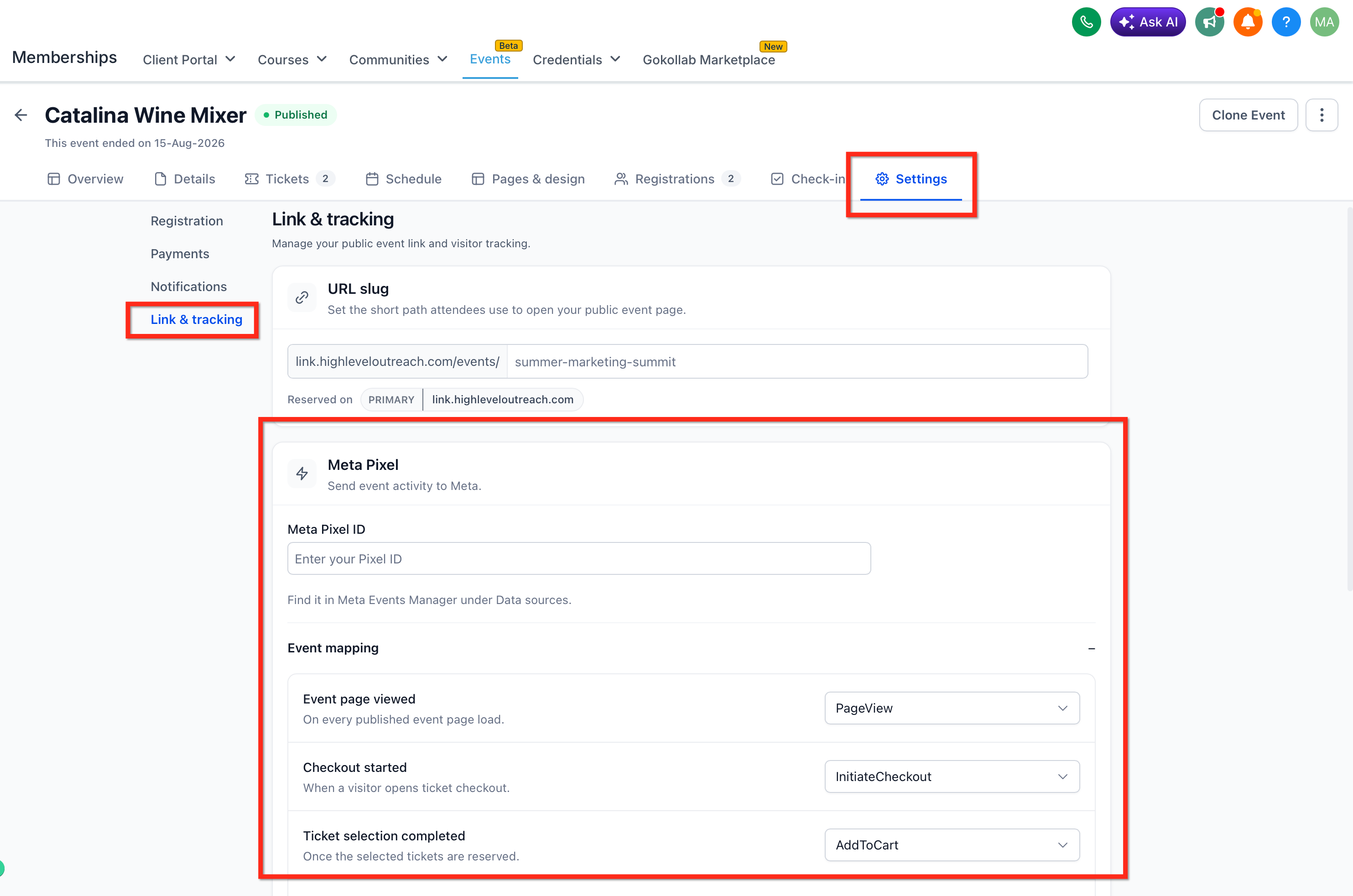 Meta Pixel Tracking for Events – 2. Open Link & tracking
