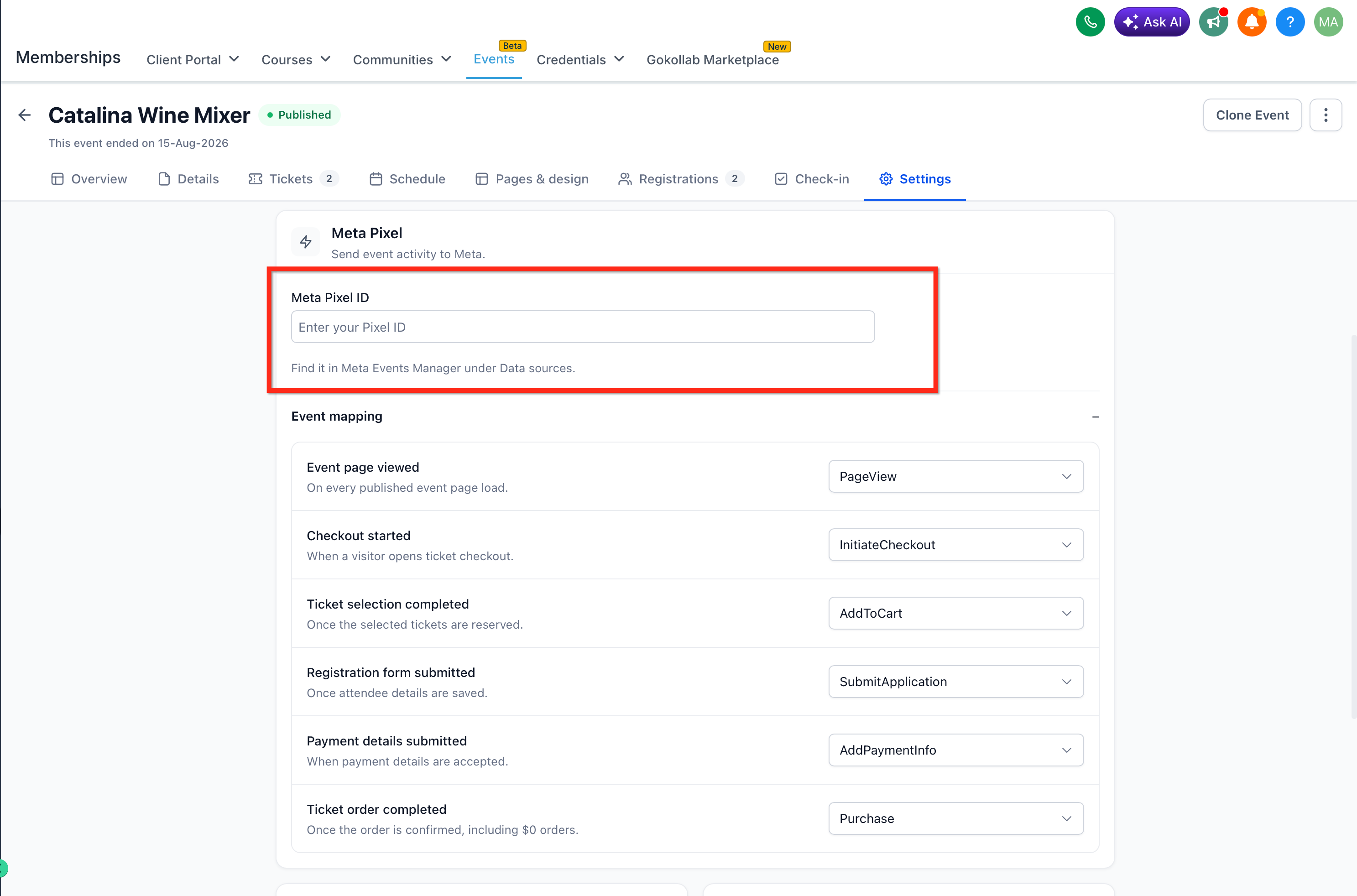 Meta Pixel Tracking for Events – 3. Add the Meta Pixel ID
