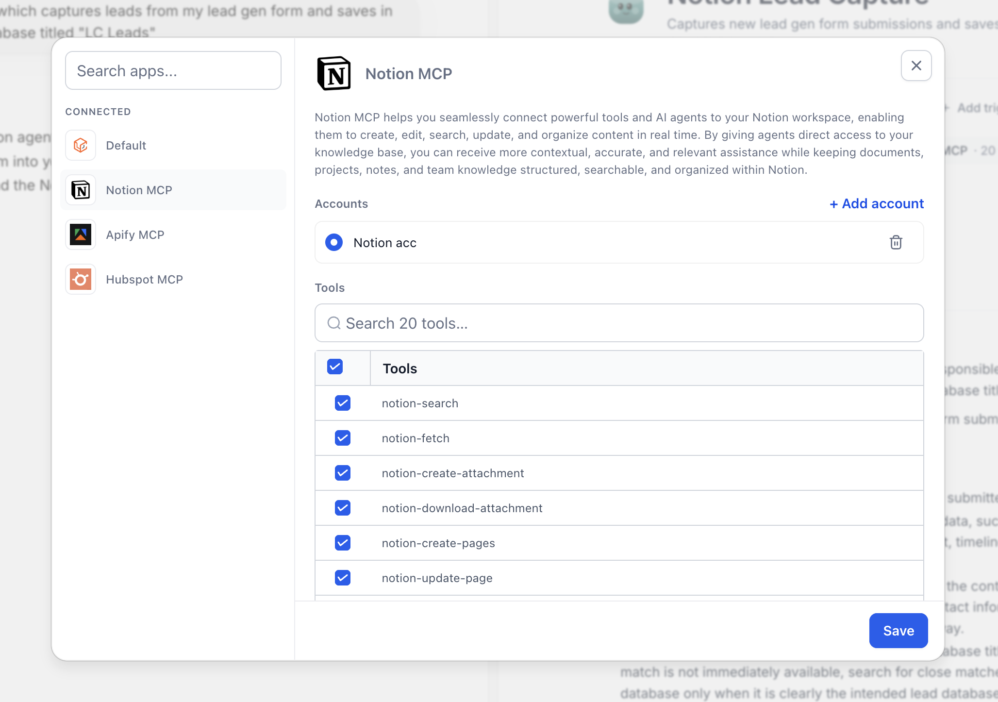 New MCP connectors – Step 4: Choose the Tools the Agent Can Use