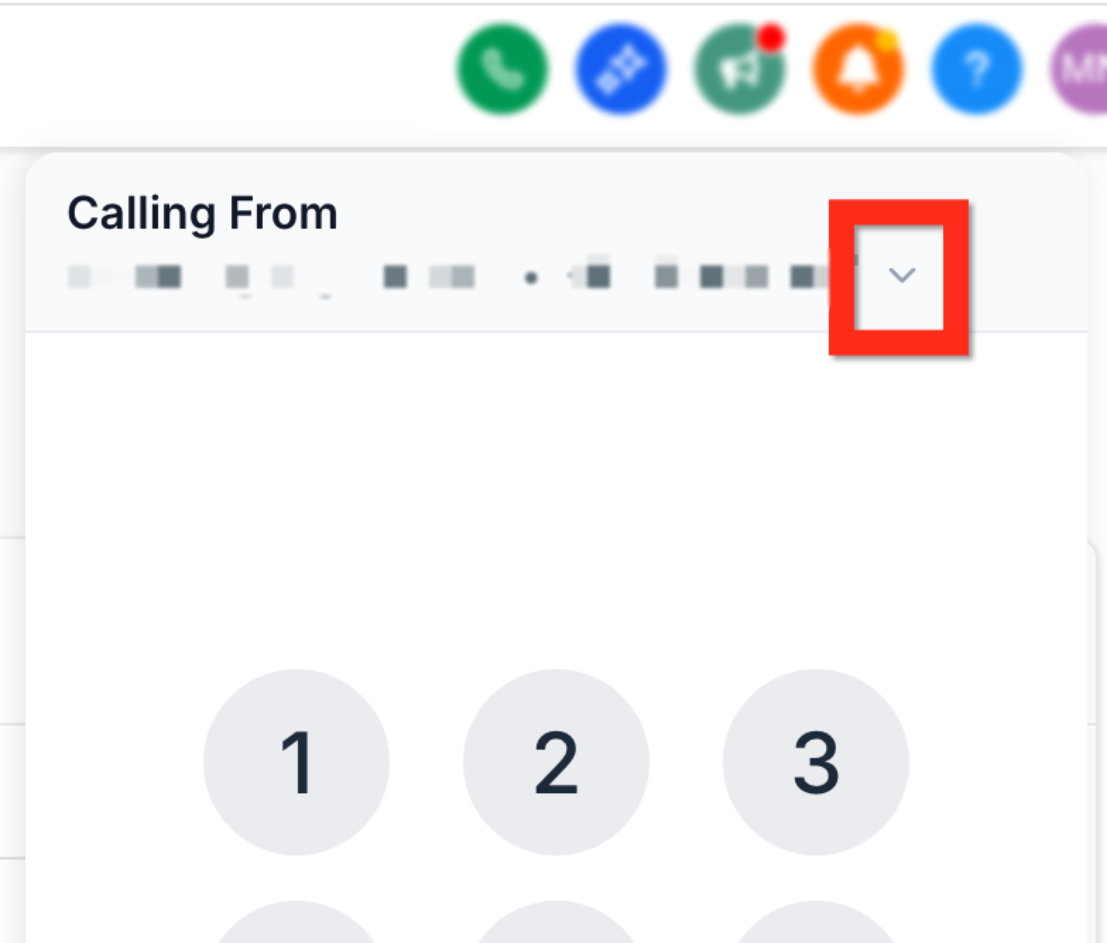 Outbound Calls with the Web Dialer (Softphone) – Web Dialer showing the Calling From dropdown